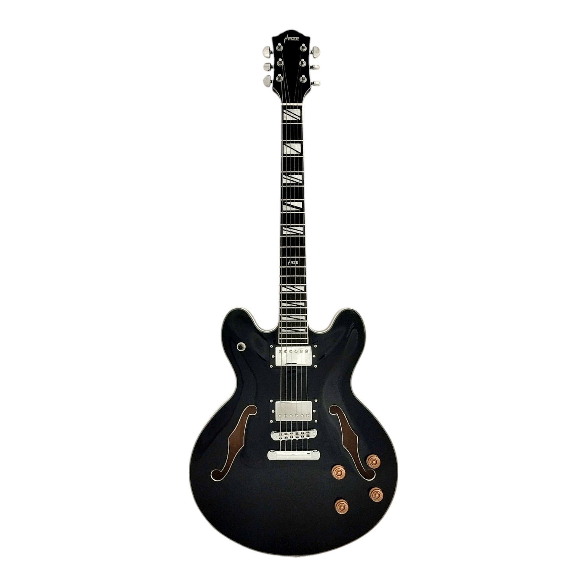 Haze SEG272 Black Semi-Hollow Electric Guitar with Dual Humbuckers