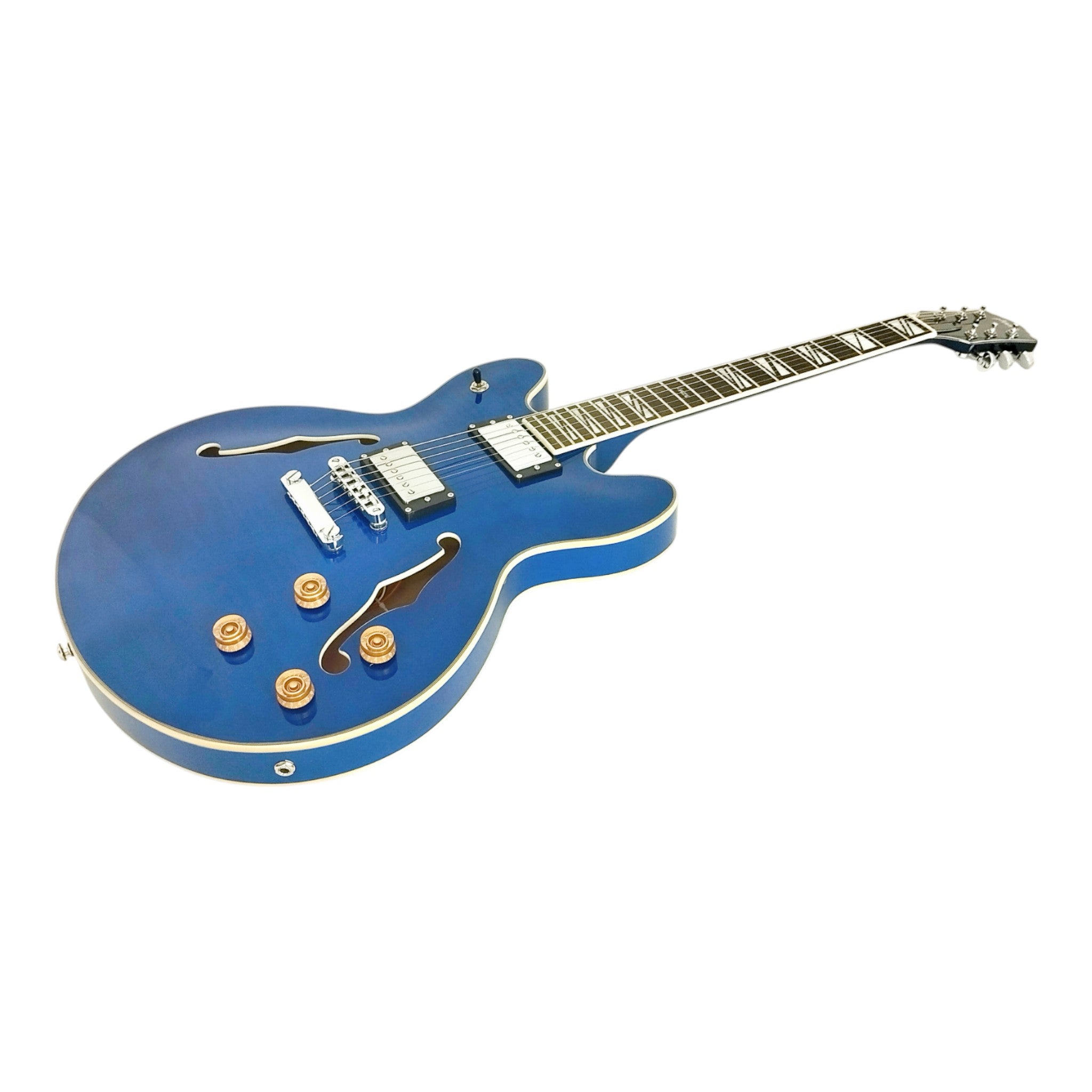 Haze SEG272 Deep Blue Semi-Hollow Electric Guitar with Dual Humbuckers