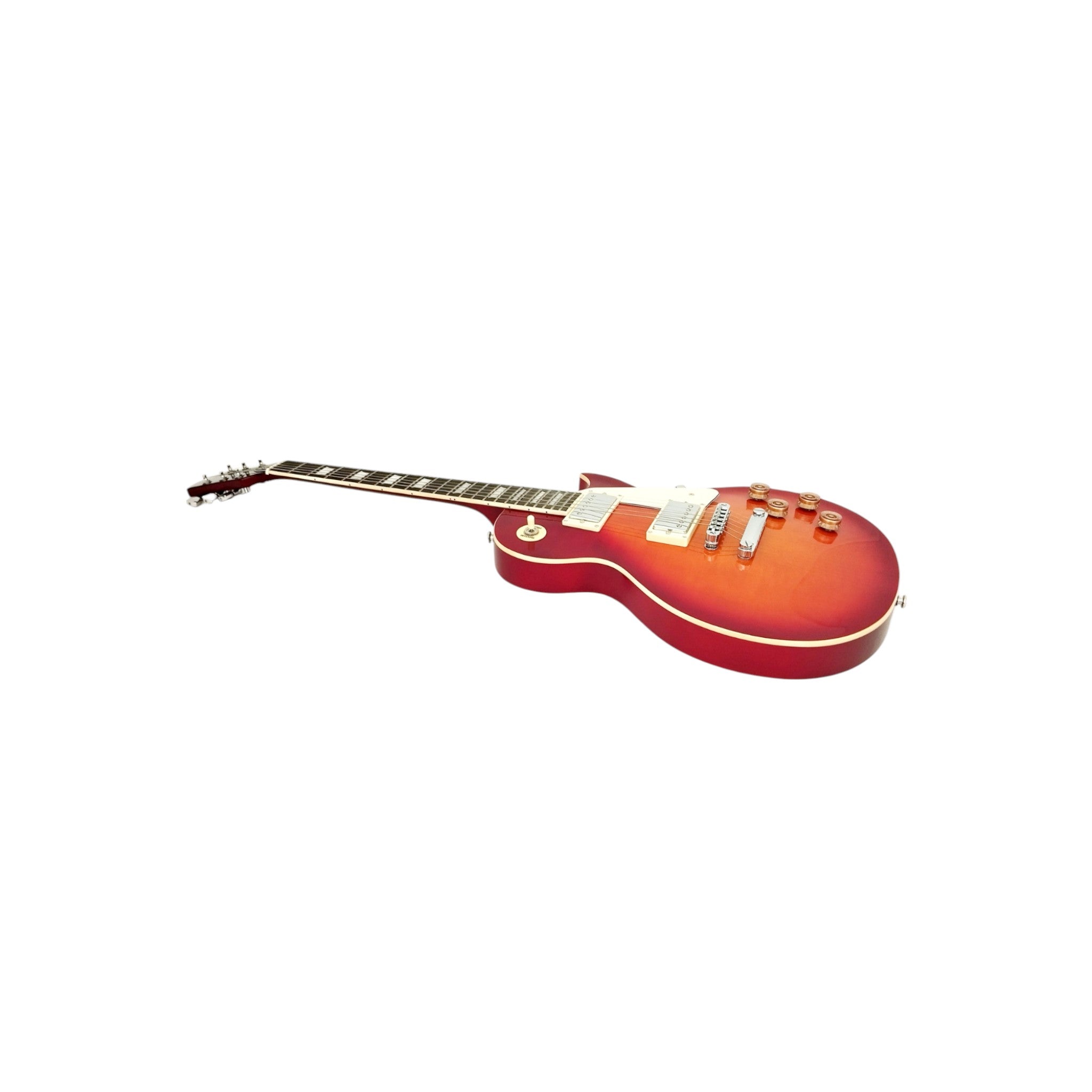 Haze SEG277 Cherryburst Electric Guitar with Humbuckers and Flame Maple Top + 10W Amp. (Optional)