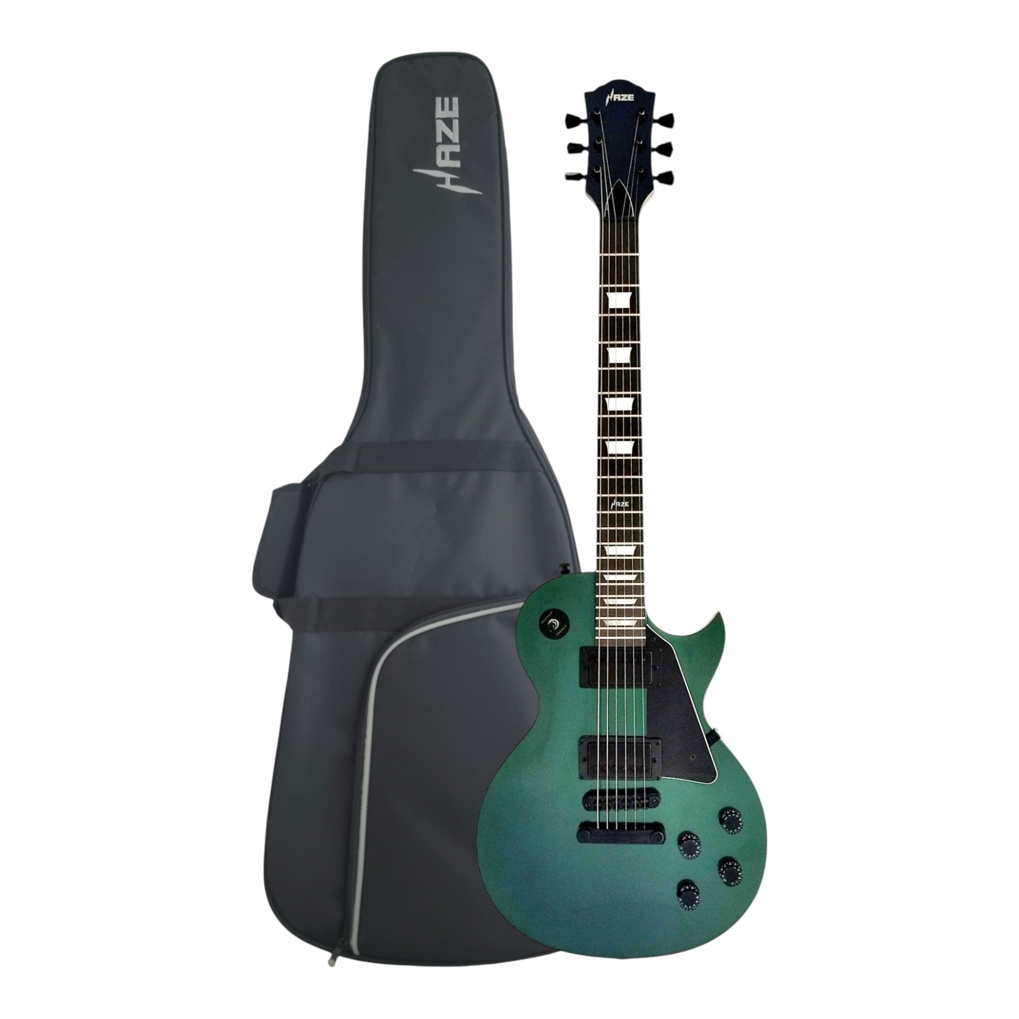 Haze SEG277V Chameleon Green/Purple Electric Guitar with Dual Humbuckers