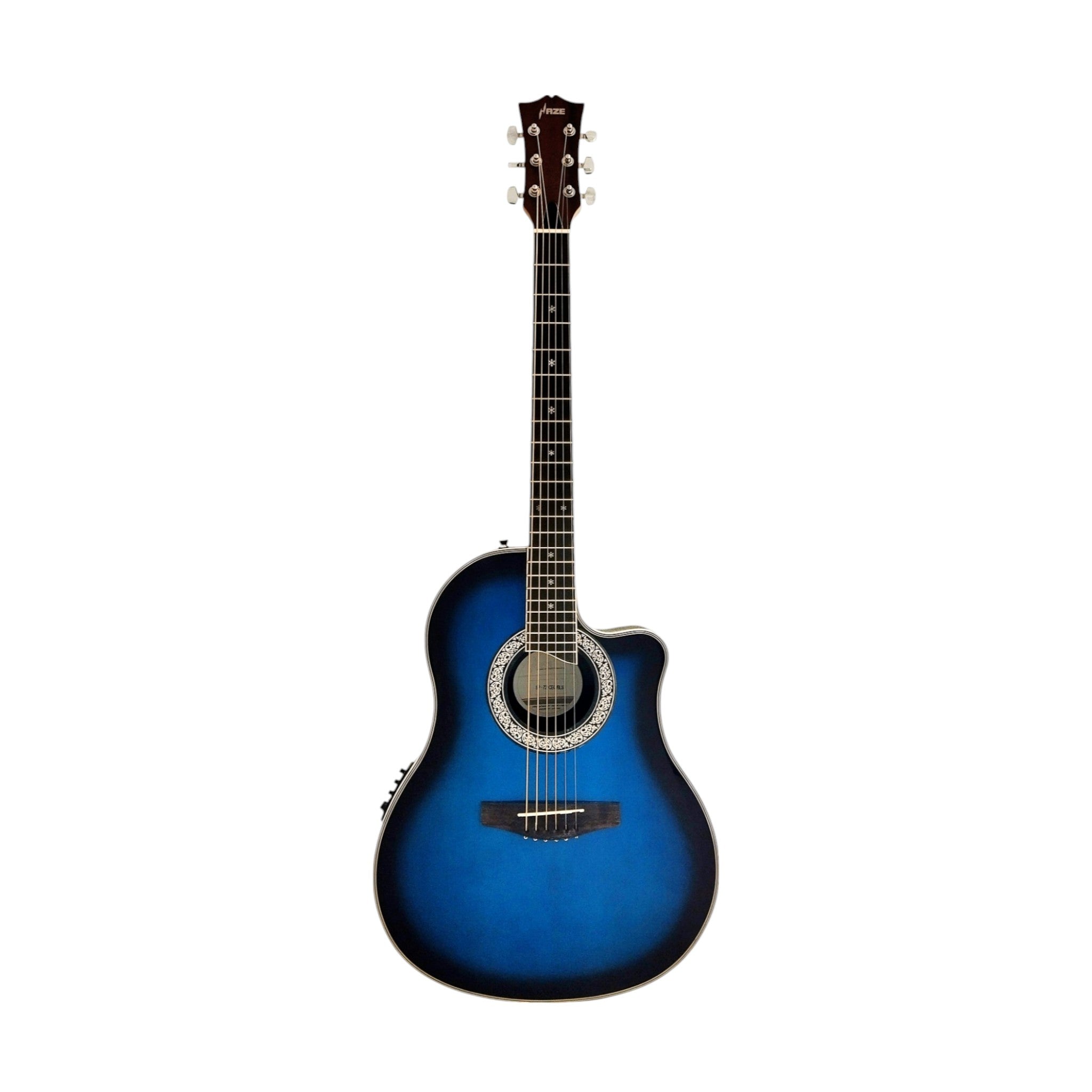 Haze SP721CEQBLS Roundback Built-In Pickups/Tuner Acoustic Guitar - Blue with Accessories and 10W Amp. (Optional)
