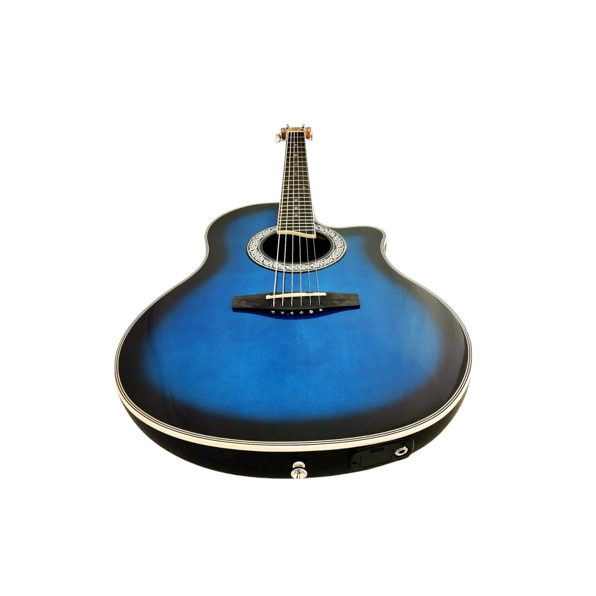 Haze SP721CEQBLS Roundback Built-In Pickups/Tuner Acoustic Guitar - Blue with Accessories and 10W Amp. (Optional)