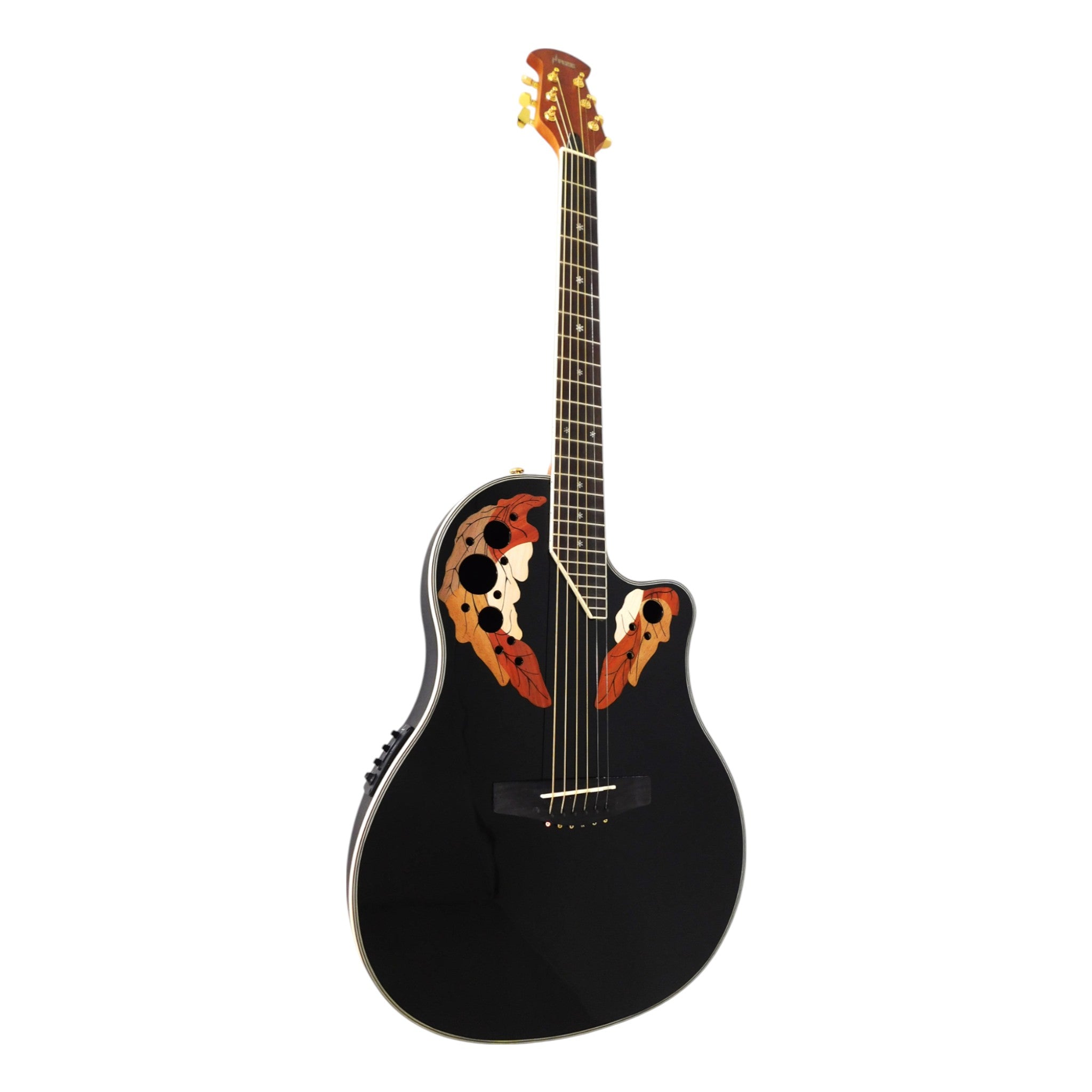 Haze SP723CEQBK Roundback Acoustic Guitar with Built-In Pickups & Tuner – Black, Includes Accessories & Optional 10W Amp