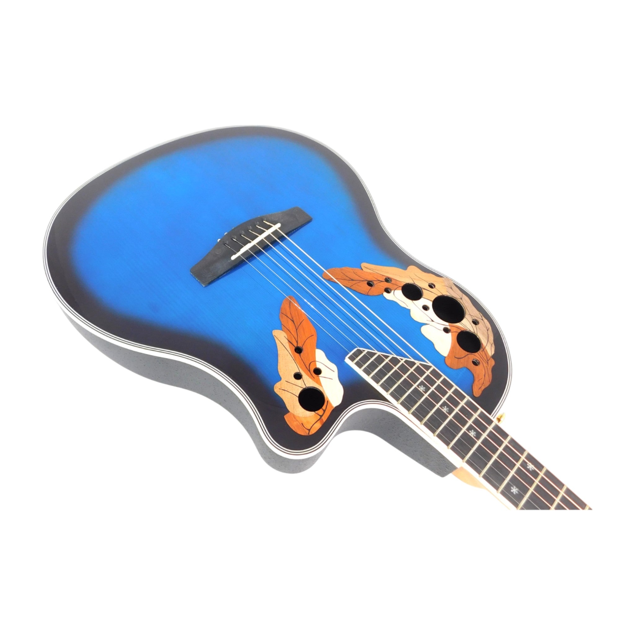 Haze SP723CEQBLS Fibre Glass Roundback Built-In Pickups/Tuner Acoustic Guitar - Blue with Accessories and 10W Amp. (Optional)