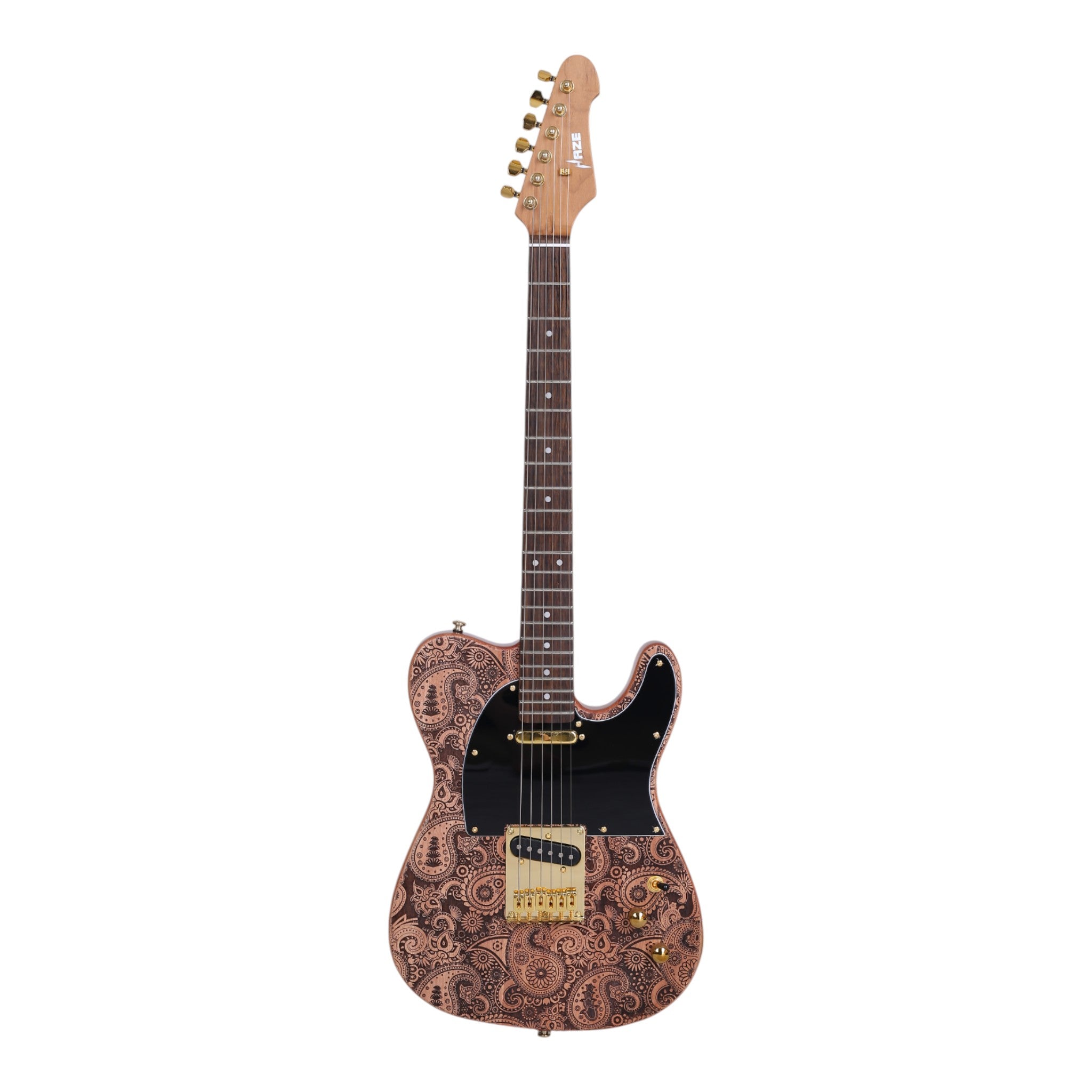 Haze TL197 Engraved Woodgrain "Buta" Electric Guitar with Single Coils