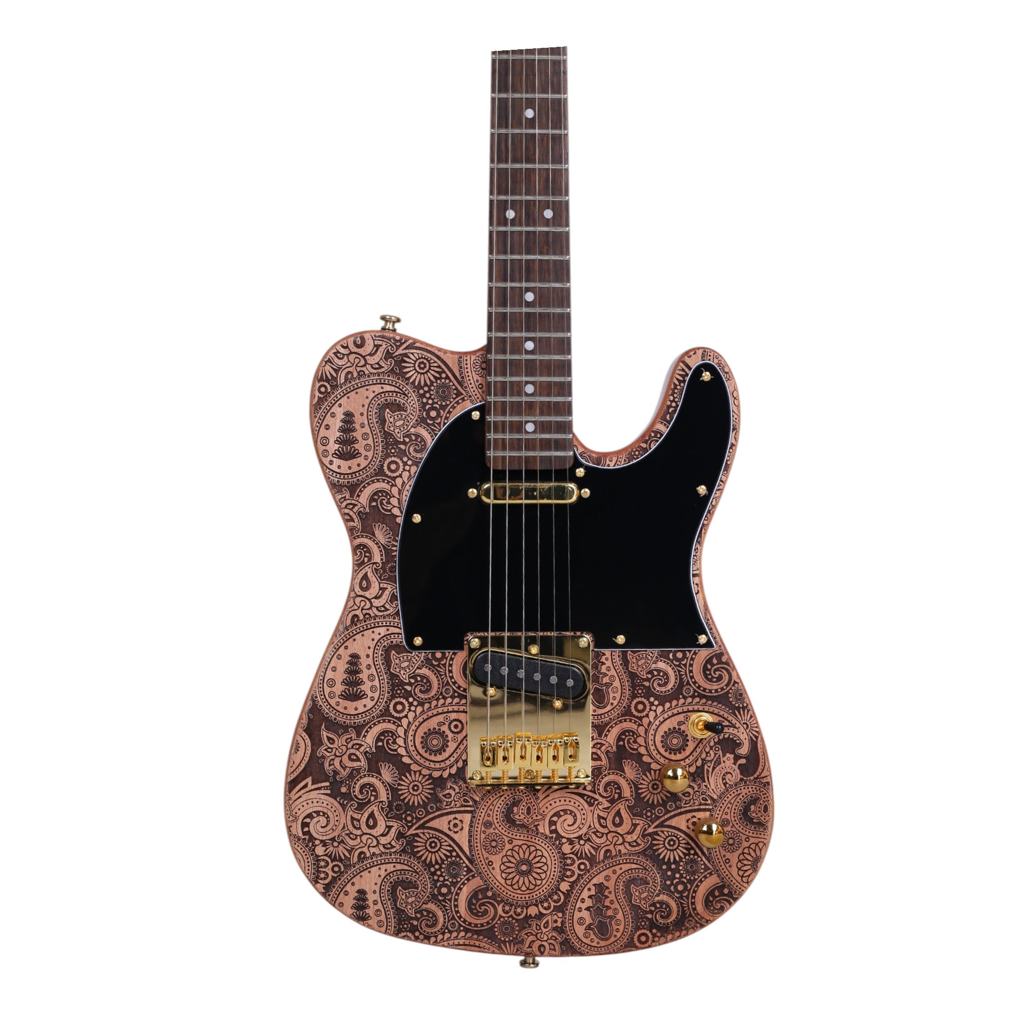 Haze TL197 Engraved Woodgrain "Buta" Electric Guitar with Single Coils