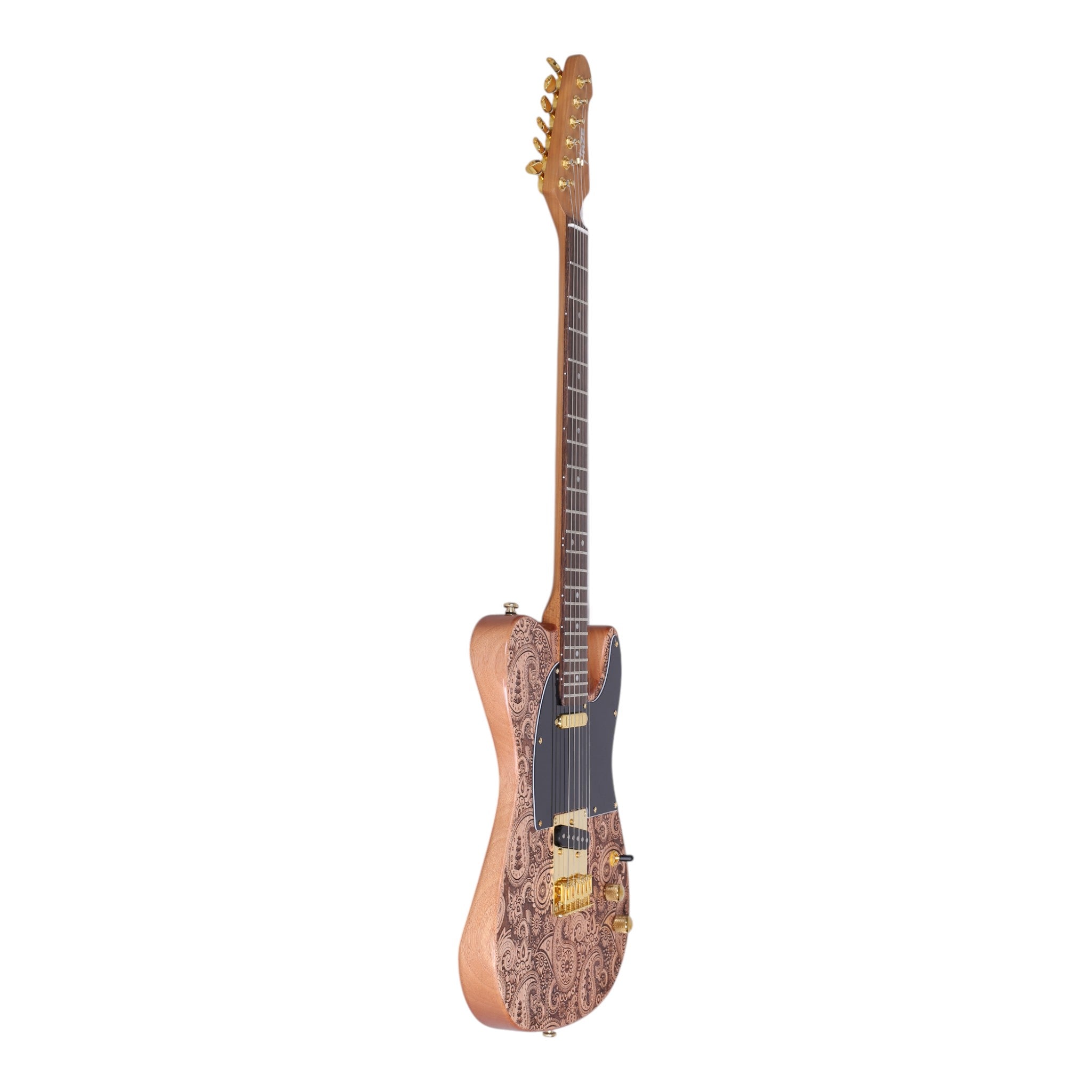 Haze TL197 Engraved Woodgrain "Buta" Electric Guitar with Single Coils