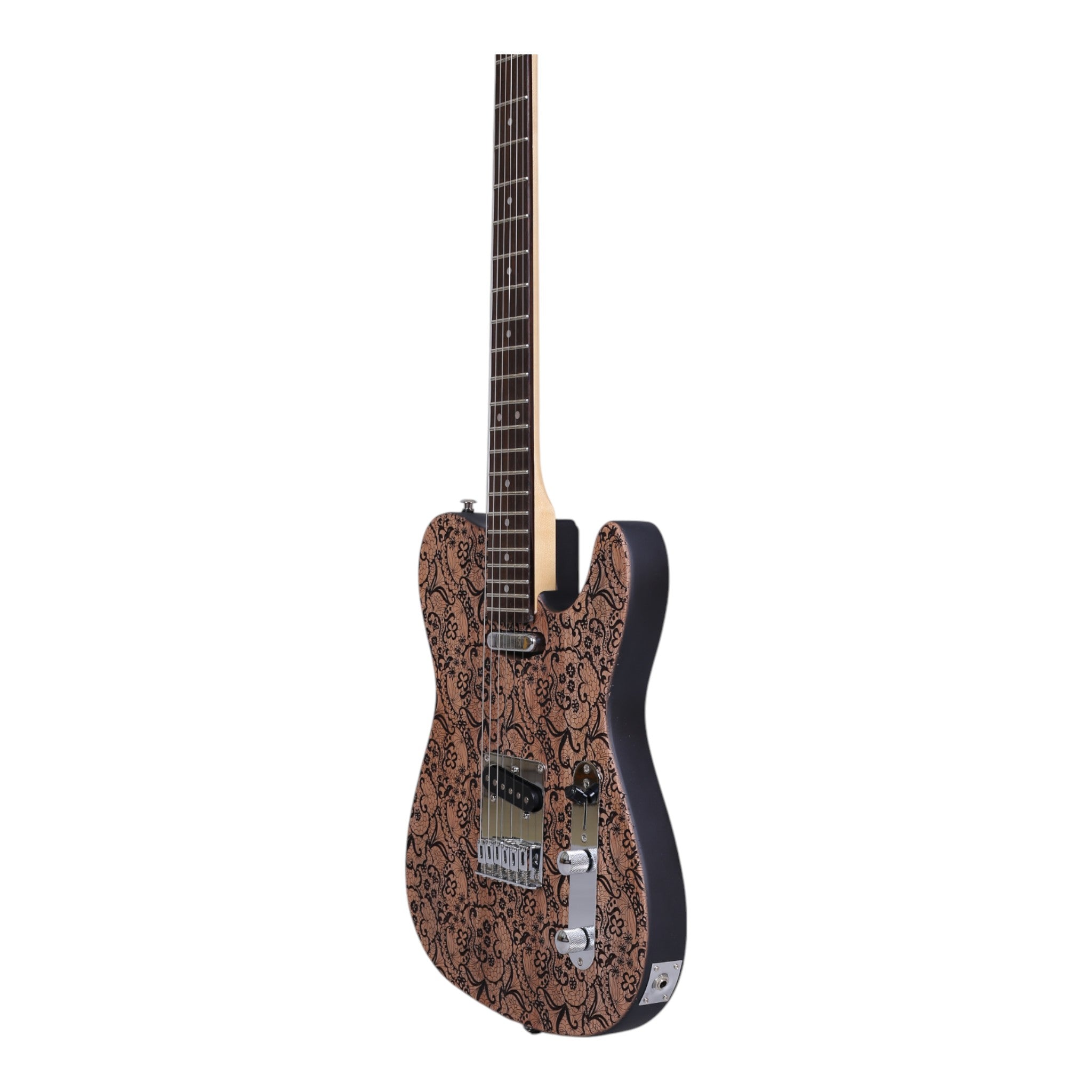 Haze TL197 Engraved Woodgrain "Rosethorn" Electric Guitar with Single Coils