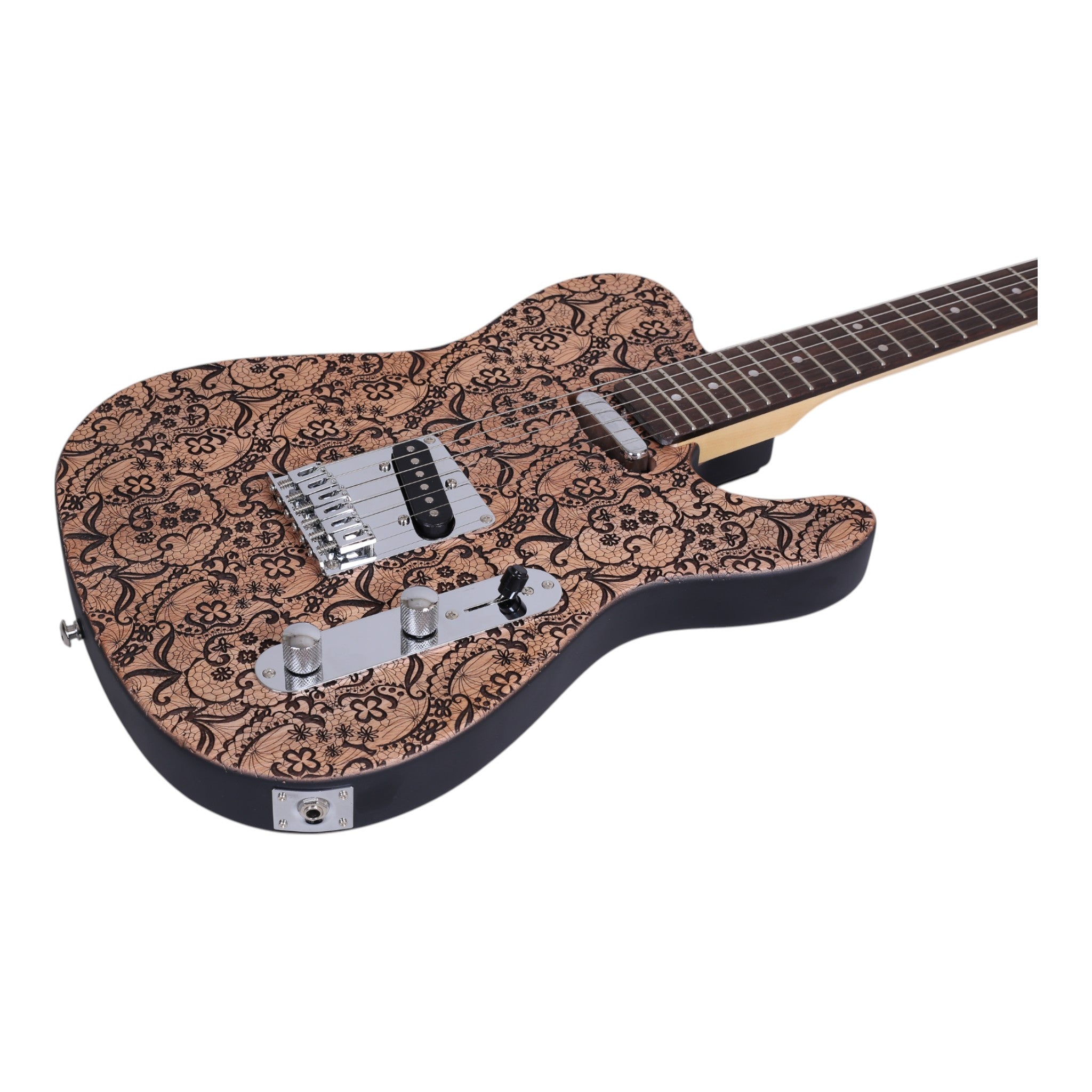 Haze TL197 Engraved Woodgrain "Rosethorn" Electric Guitar with Single Coils