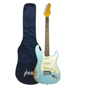 Haze HSVT Retro Blue Relic Electric Guitar with Whammy Bar