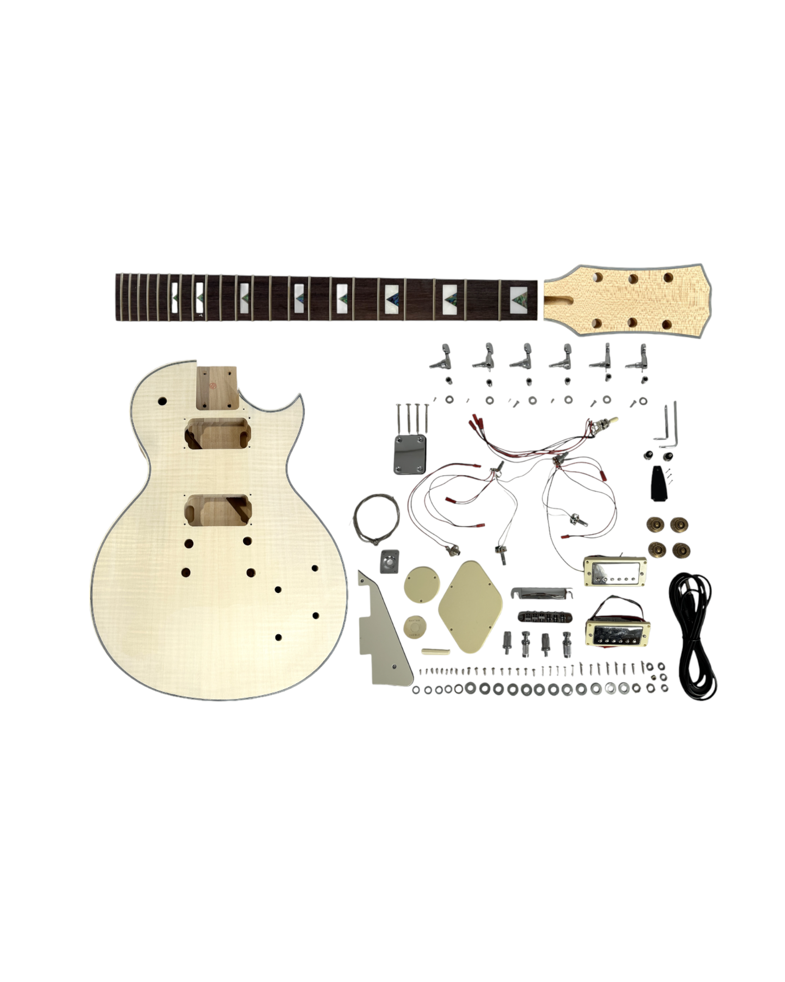 E238PBDIY Solid Body Electric Guitar DIY Kit, No-Soldering, Flame Maple Veneer