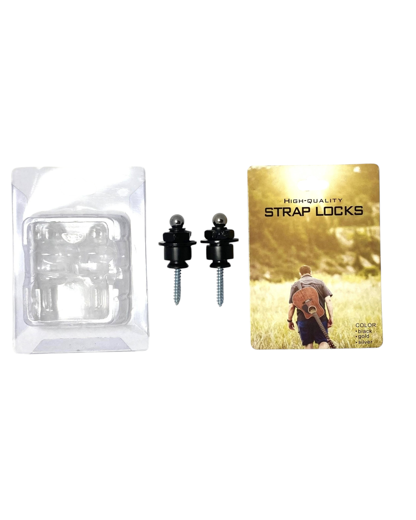 2 Set (4pcs) HJKBK Haze Premium Guitar Strap Locks Secure, Durable, and Easy-to-Use for Electric, Bass, and Acoustic Guitars