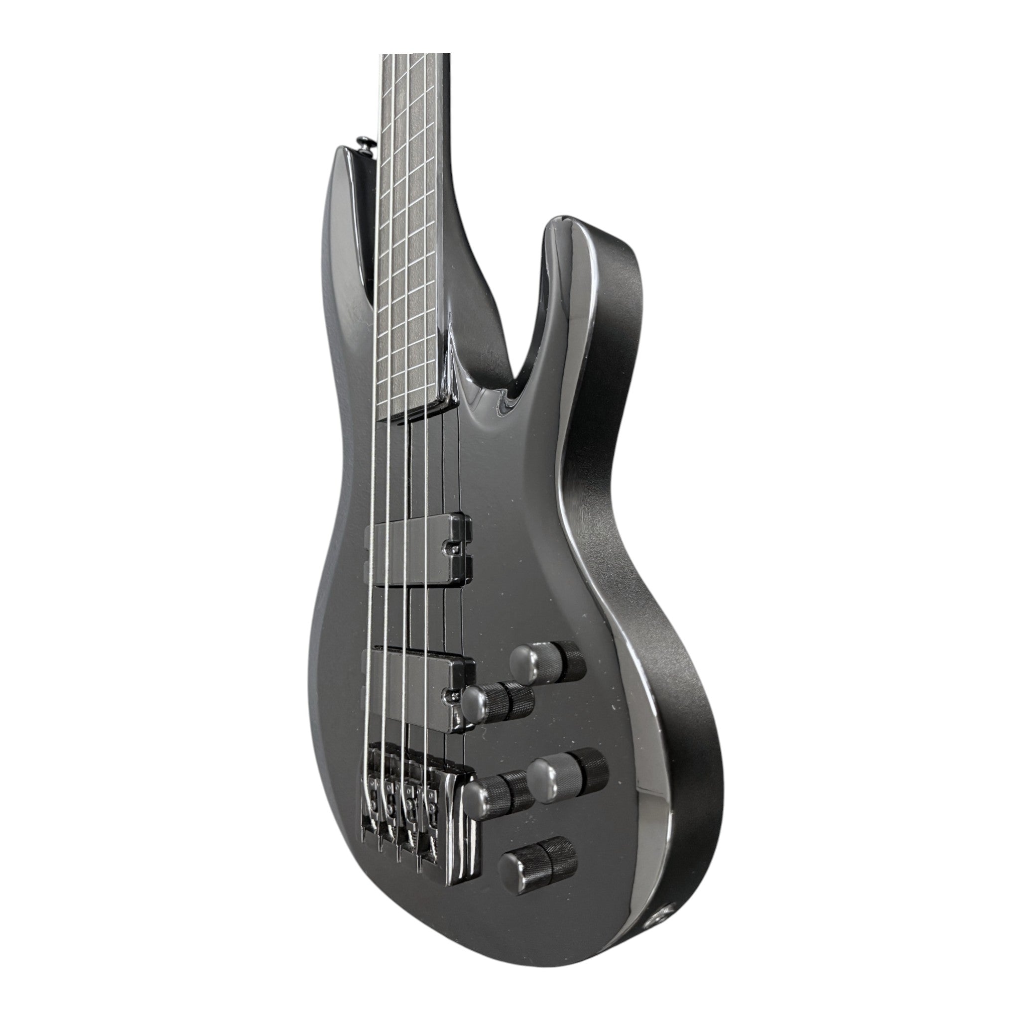 Haze SPB3270BK Fretless 4-String Electric Bass Guitar,Black,Neck-Thru + Free Gig Bag