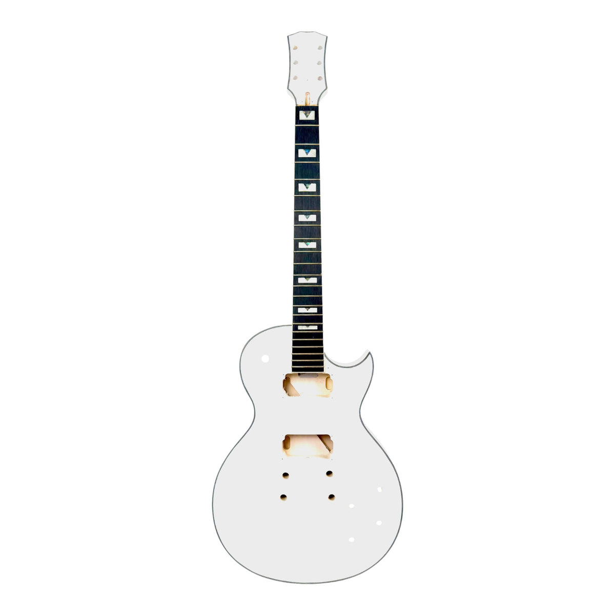 E238DIYWH White-Primed Arched Top Solid Basswood Body Maple Set-Neck HLP H-H Electric Guitar DIY Kit - Complete No-Soldering w/ 3-Ply Ivory Trims & Chrome Hardware