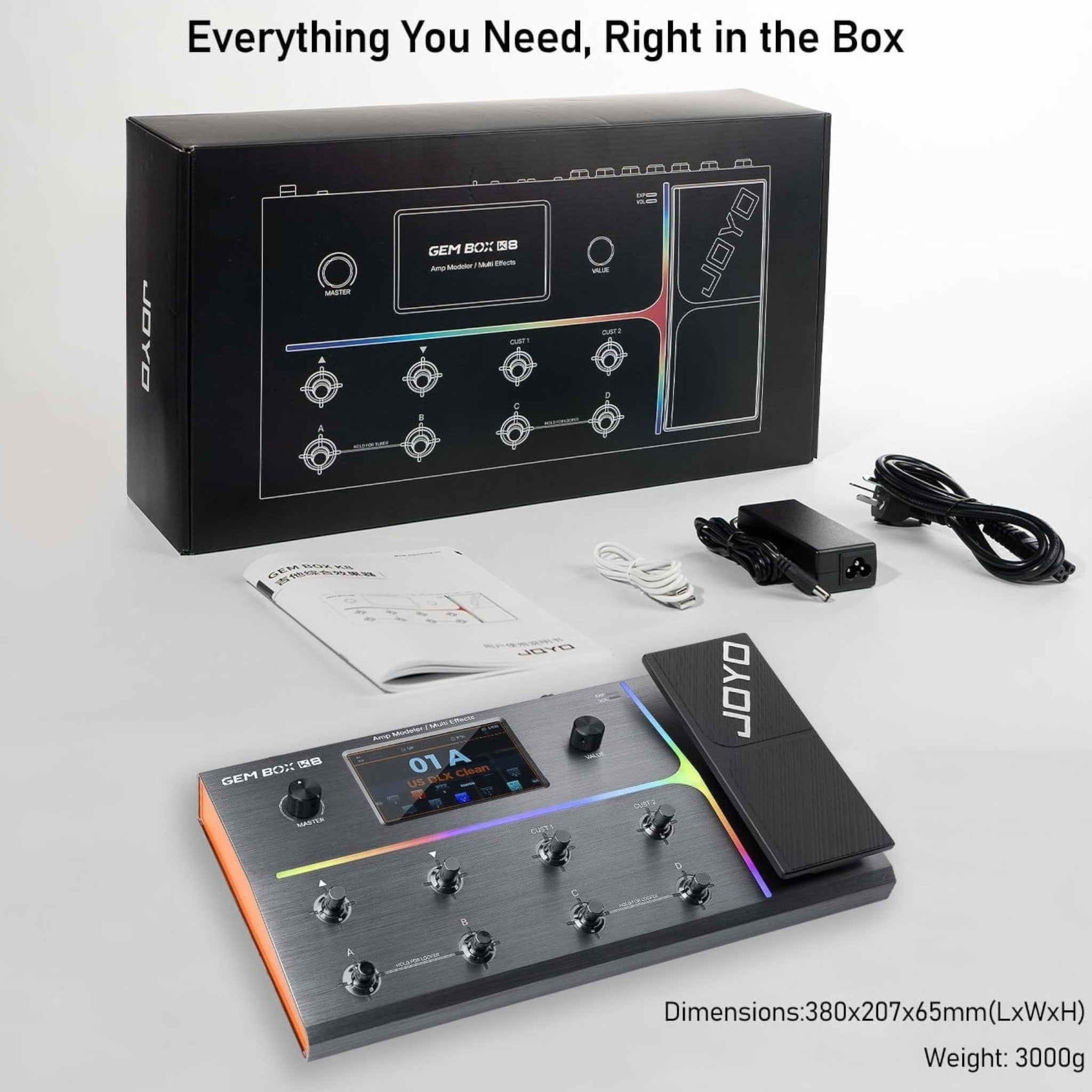 Joyo GEMBOX K8 Guitar Amp Modeller Multi-Effects Processor w/ Built-In USB-C Audio Interface & Expression Pedal - GEMBOXK8