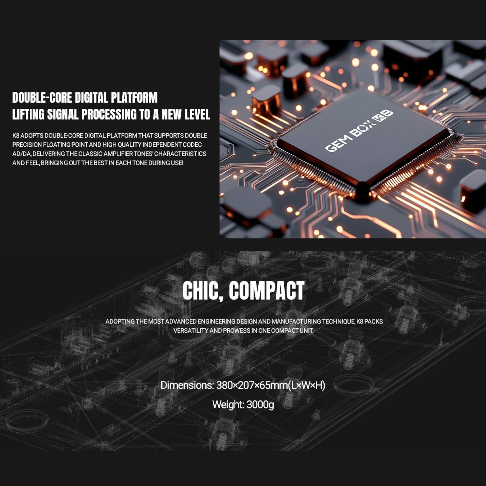 Joyo GEMBOX K8 Guitar Amp Modeller Multi-Effects Processor w/ Built-In USB-C Audio Interface & Expression Pedal - GEMBOXK8