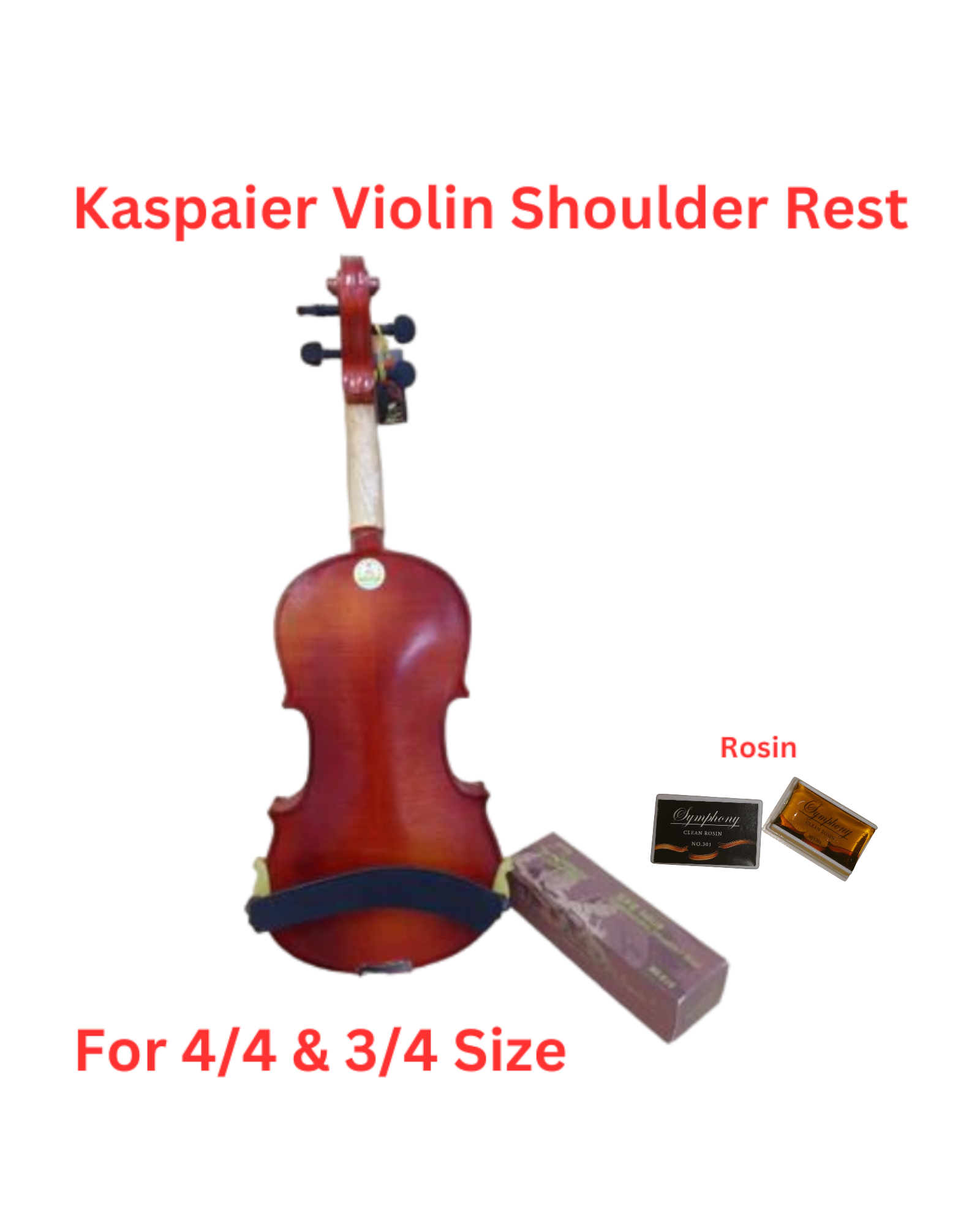 Kapaier KPE510NO301 Economy Model Violin Adjustable Shoulder Rest - 4/4, 3/4 with Rosin