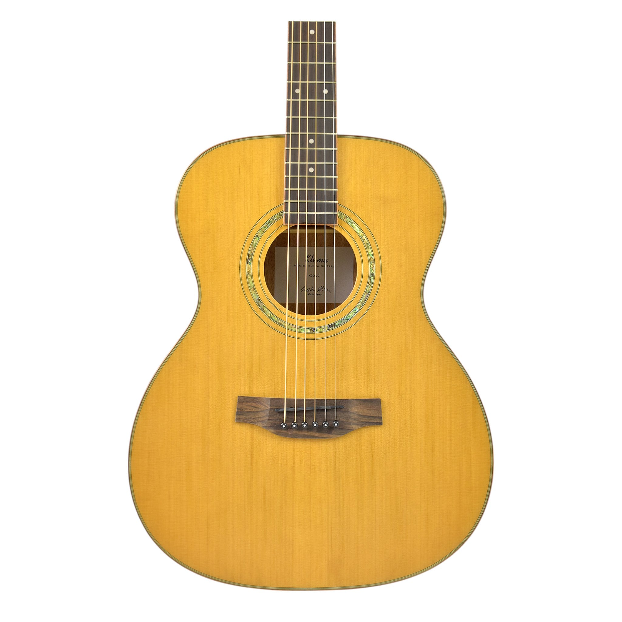 Klema K200JC Solid Canadian Cedar Top Flamed Mahogany Body Jumbo Acoustic Guitar - Natural