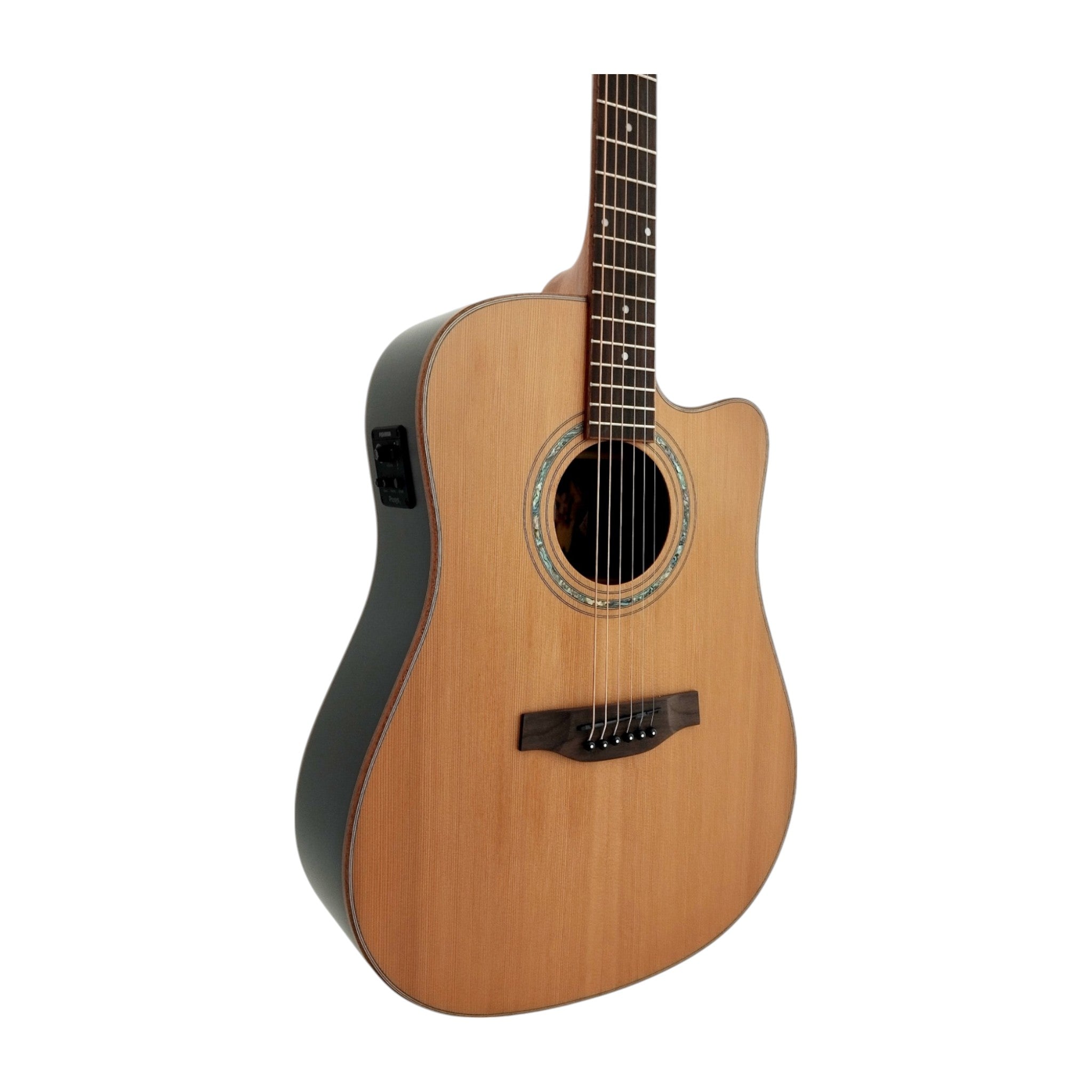 Klema K300DCCE Solid Canadian Cedar Top Indian Rosewood Body Fishman Pickup Acoustic Guitar - Natural