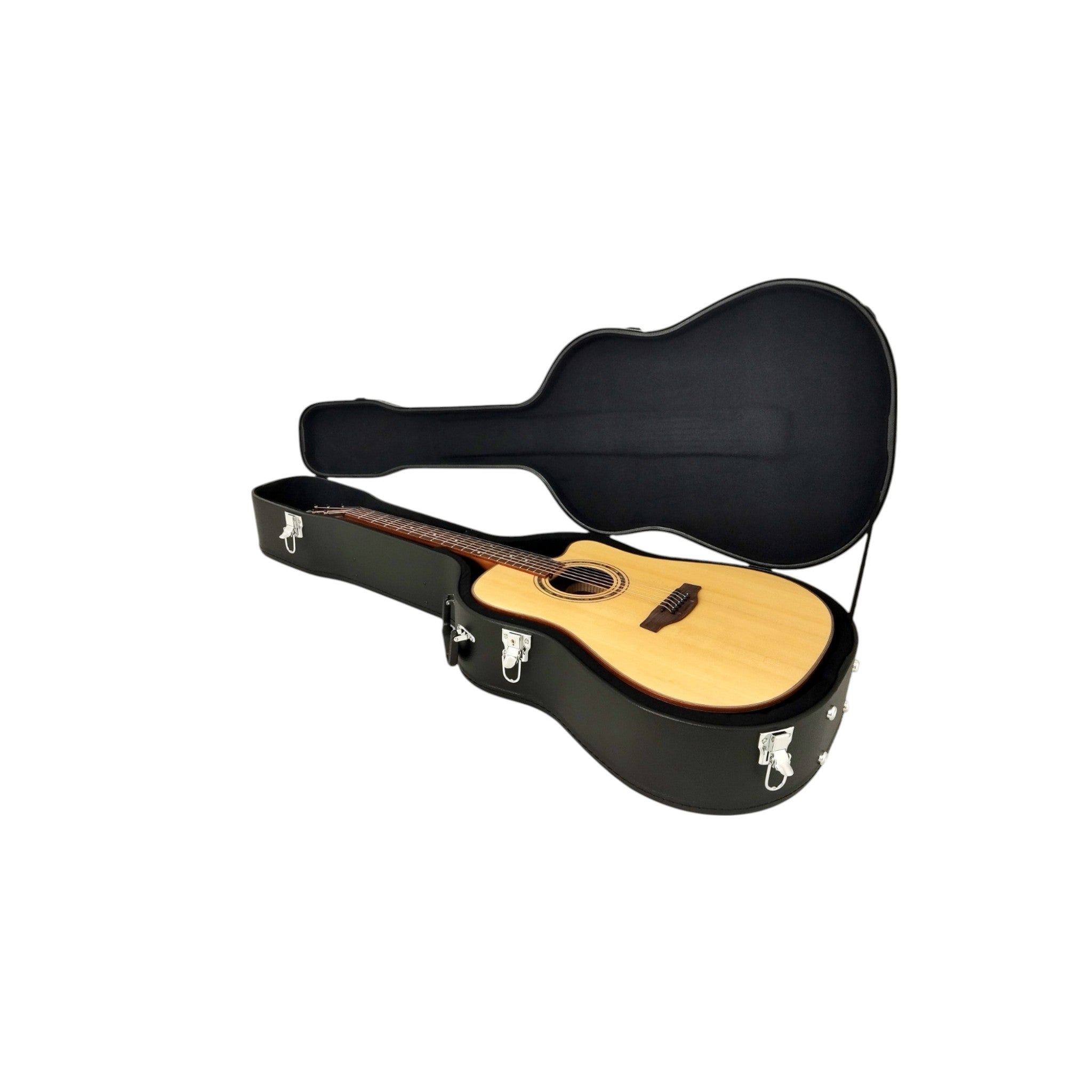 Klema K300DSCE Solid Spruce Sitka Fishman Pickup/Tuner Acoustic Guitar with Hard Case