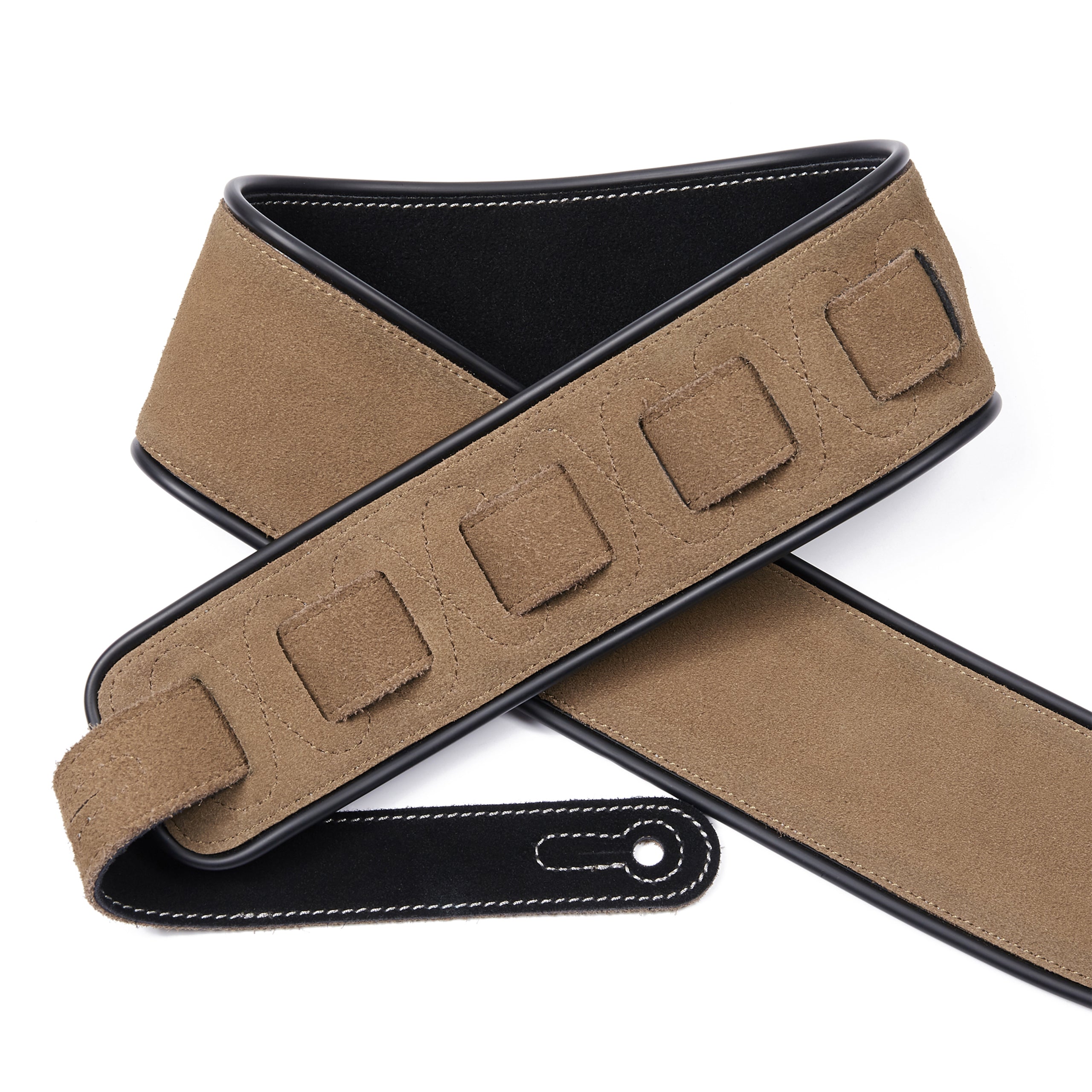 Amumu LE01EBK Embroidered Totem Guitar Strap Black Premium Suede Leather