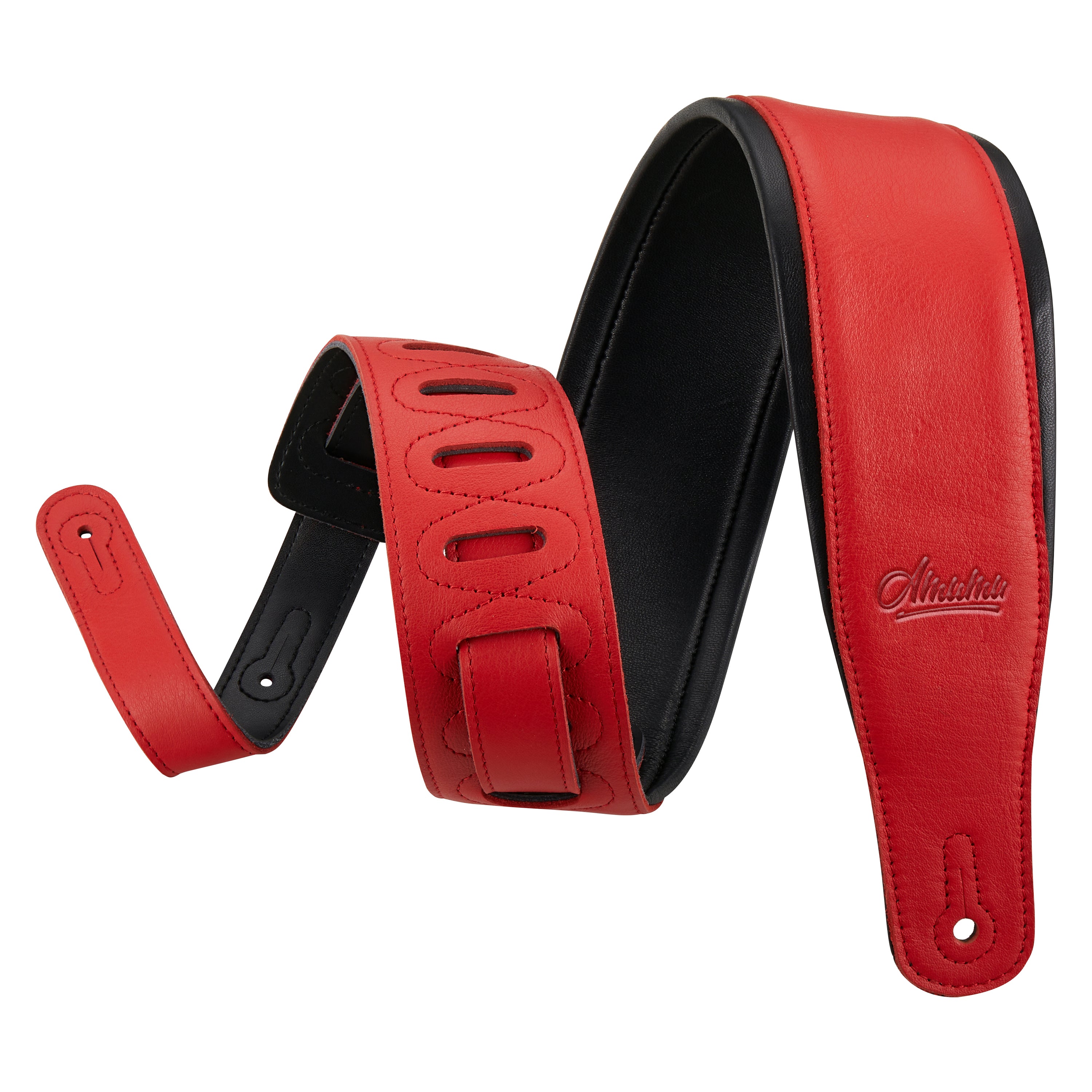 Amumu LE05RD Leather Padded Guitar Strap