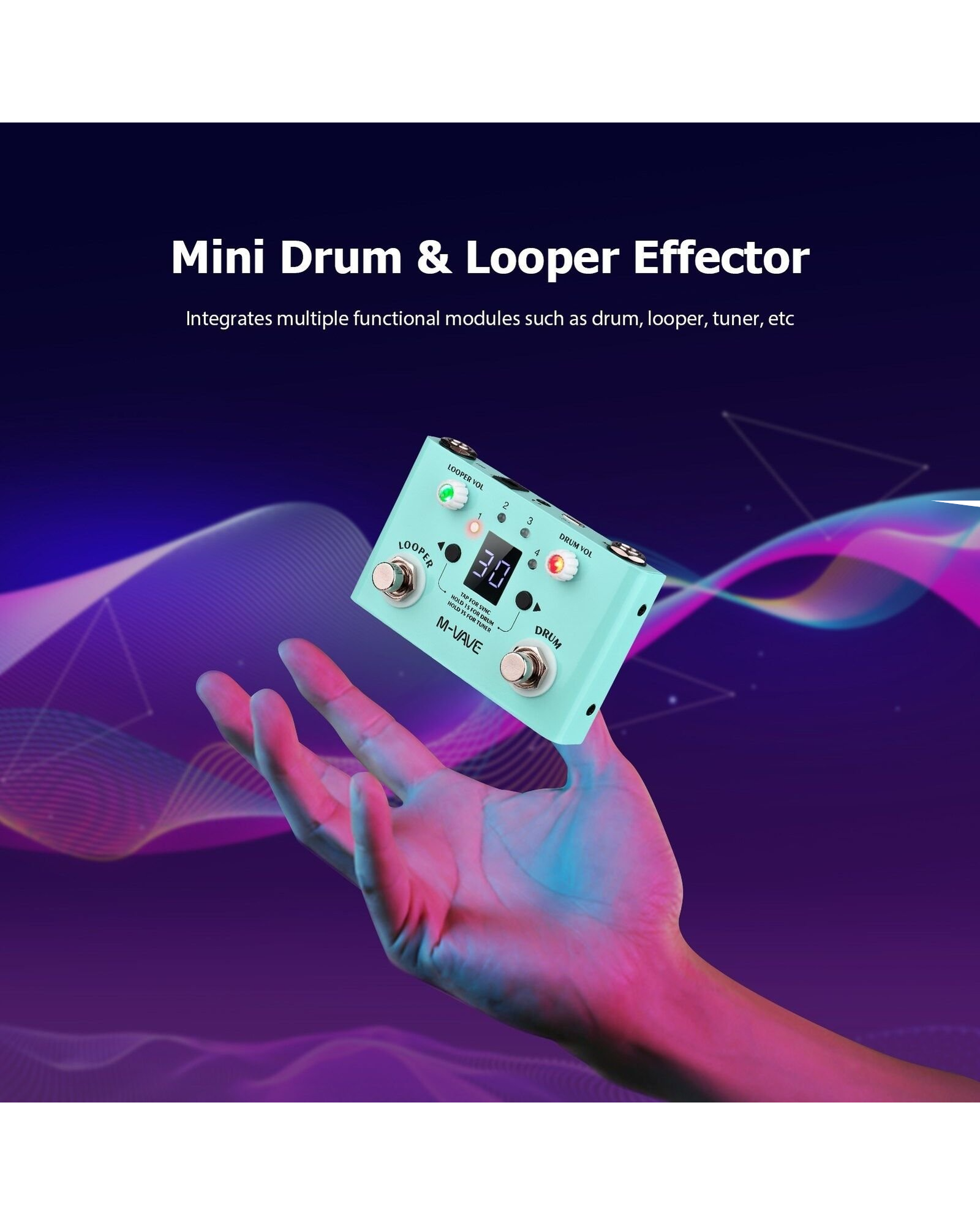M-VAVE LOSTTEMPO Mini 2-in-1 Looper & Drum Beat Rhythm, Guitar Effects Pedal