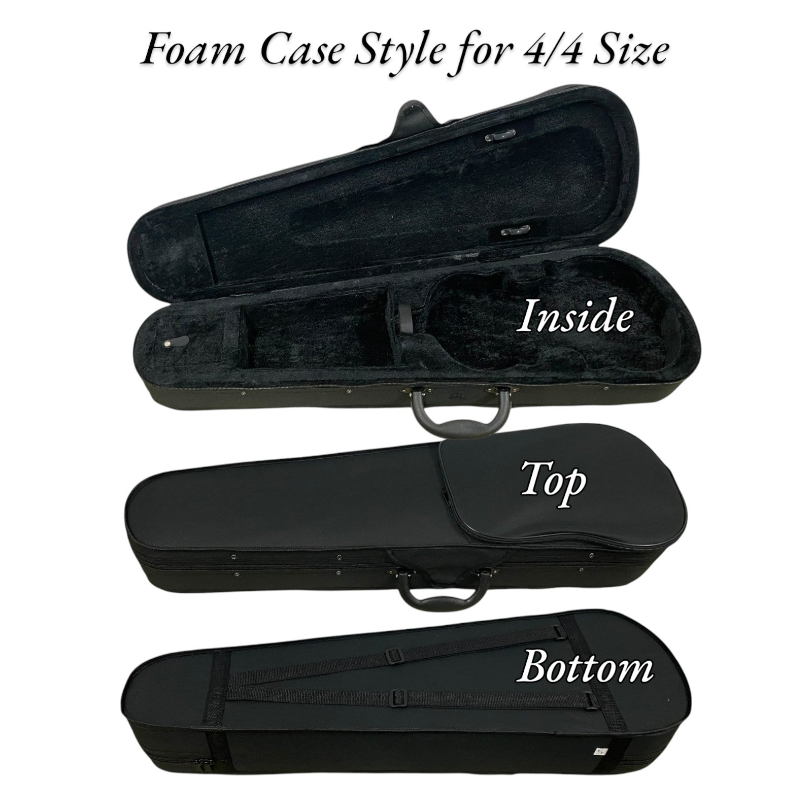 Caraya MV001 Solid Spruce Top 4/4 to 1/16 Size Violin Outfit in Natural Gloss w/ Foam Case, Bow, and Rosin