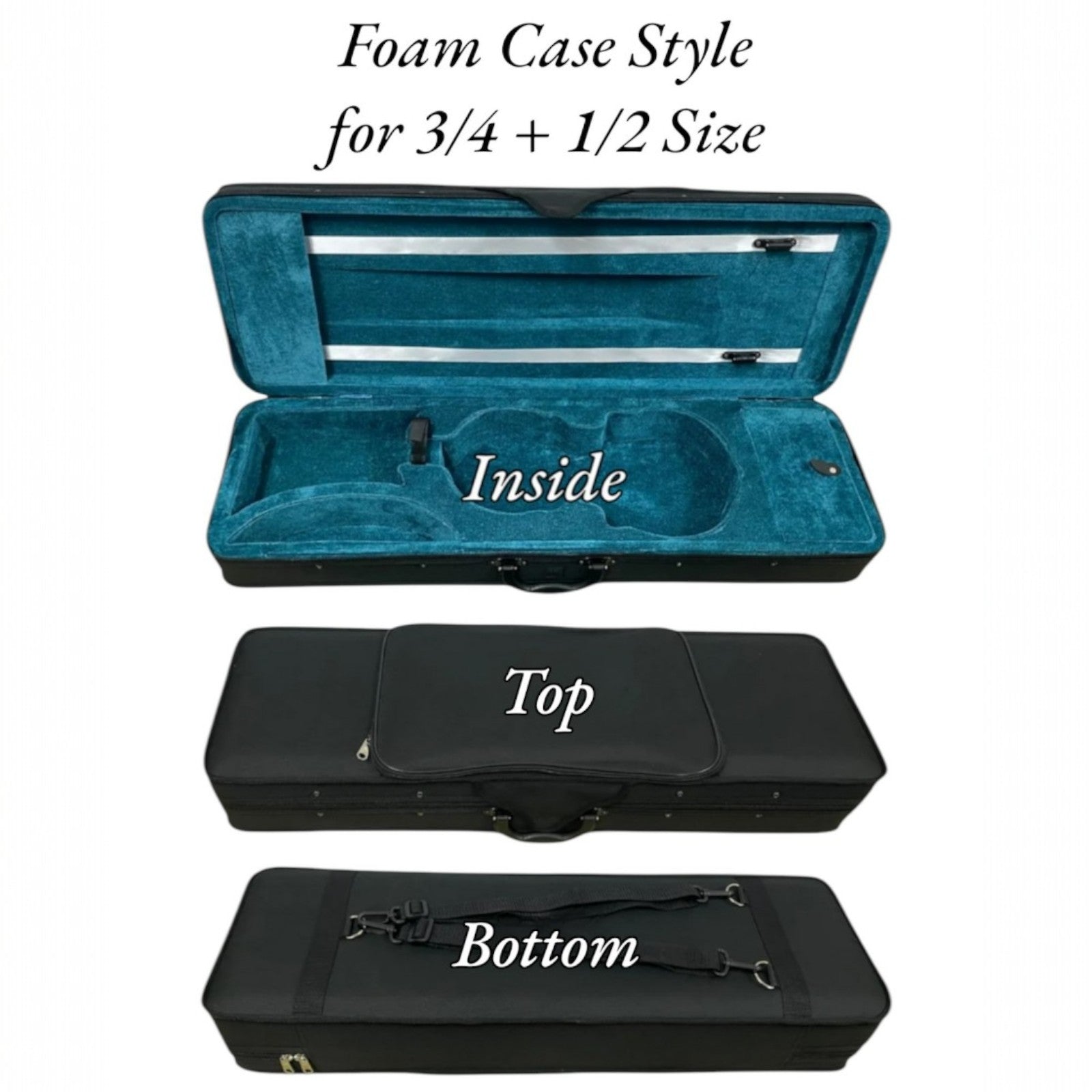 Caraya MV001 Solid Spruce Top 4/4 to 1/16 Size Violin Outfit in Natural Gloss w/ Foam Case, Bow, and Rosin