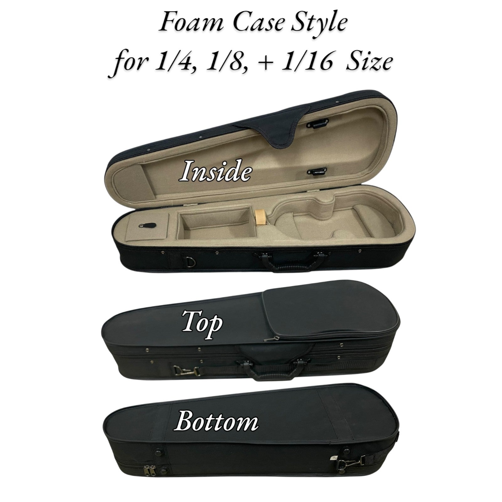 Caraya MV001 Solid Spruce Top 4/4 to 1/16 Size Violin Outfit in Natural Gloss - Student Bundle (MV001PK1)