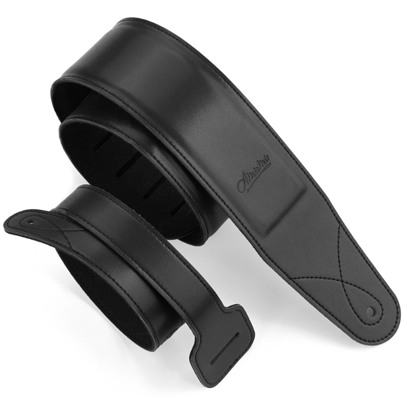 Amumu LE05BK Leather Padded Guitar Strap