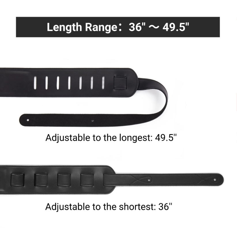 Amumu LE05BK Leather Padded Guitar Strap