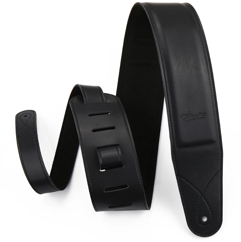Amumu LE05BK Leather Padded Guitar Strap