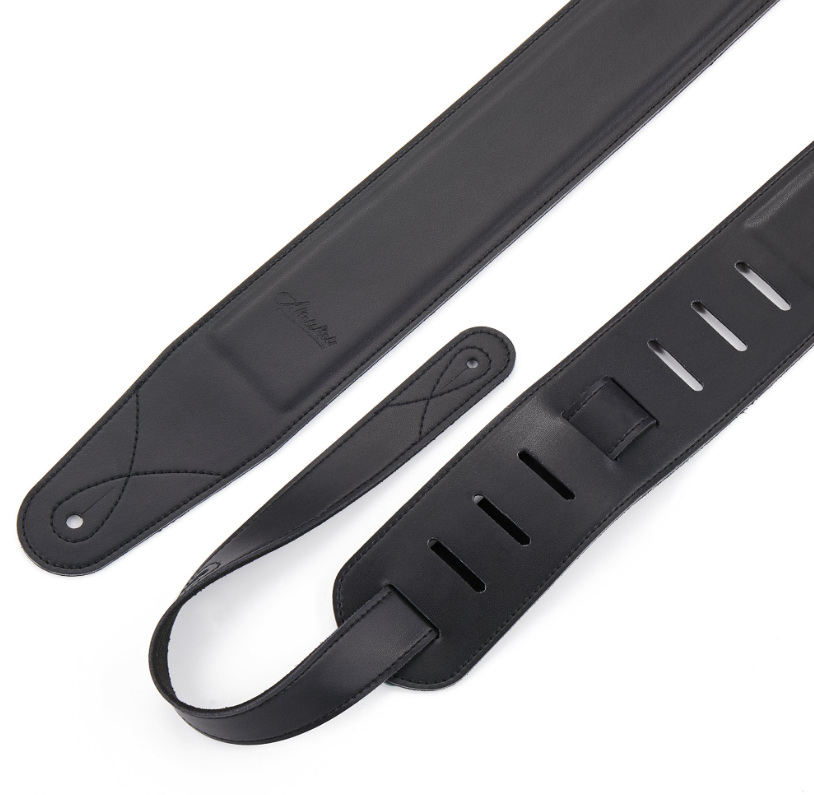 Amumu LE05BK Leather Padded Guitar Strap