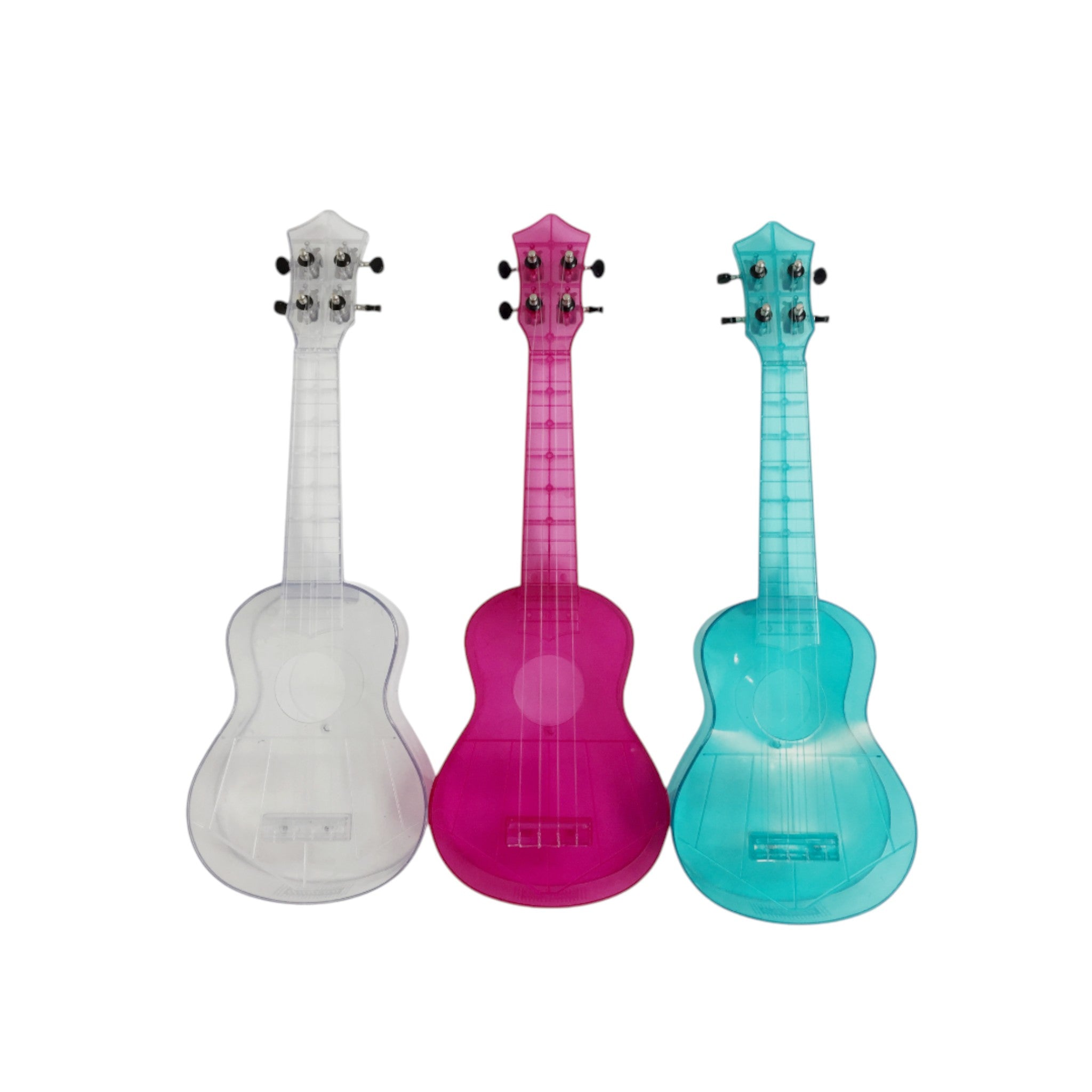 OEM Transparent 15-Fret Soprano Ukulele - Blue/Clear/Pink UK11 + Stand