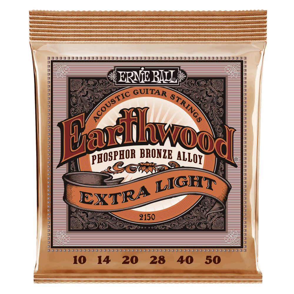 Ernie Ball Extra Light Earthwood Phosphor Bronze Acoustic Guitar Strings 10-50 Gauge | P02150