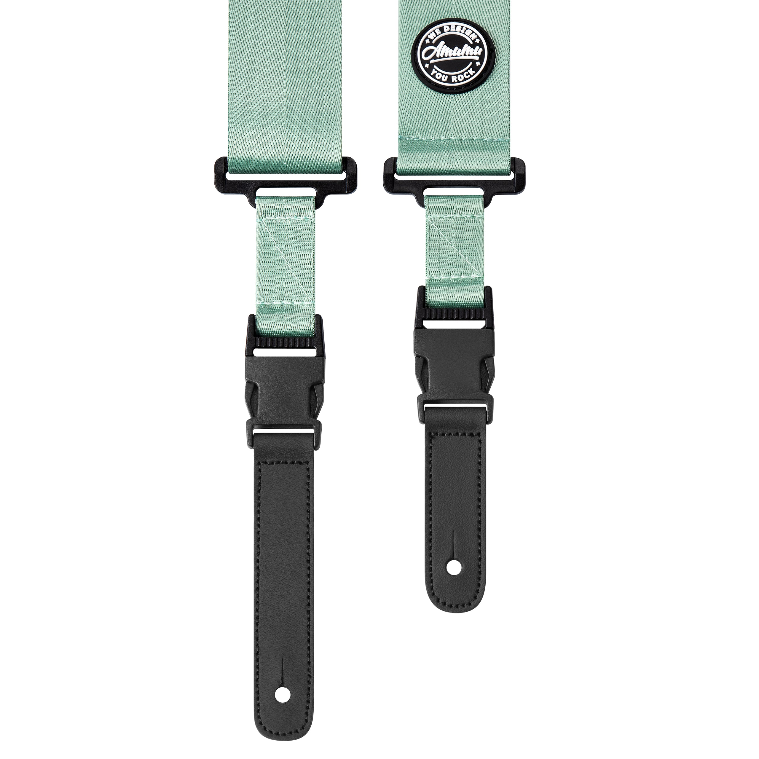Amumu PA01WLG Seatbelt Guitar Strap with Clip Light Green Nylon