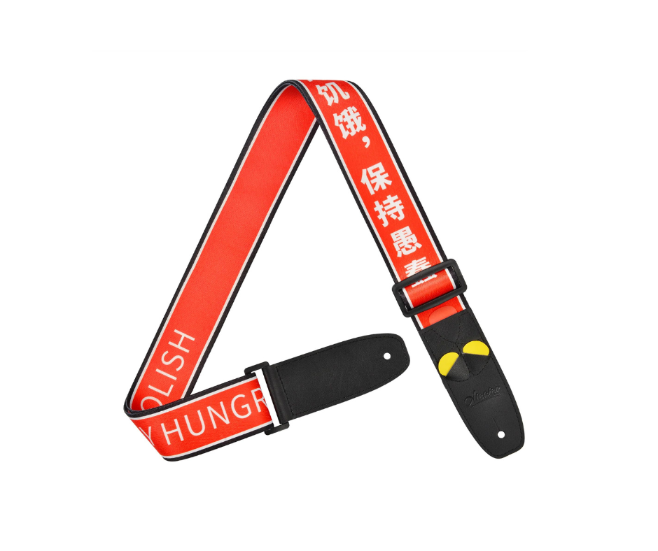 Amumu PC11P Proverb Quotes Print Guitar Strap Red Polyester Cotton