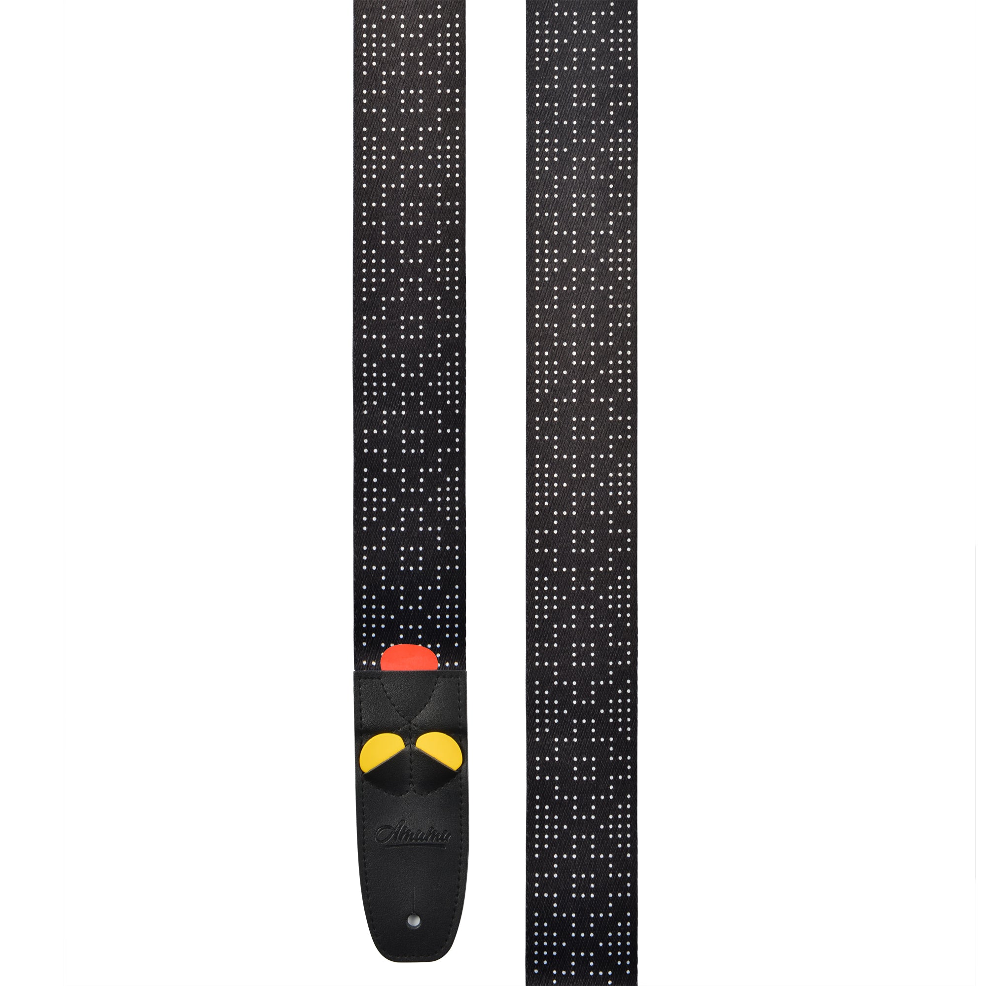 Amumu PC12PBK White Dots Guitar Strap Black Polyester Cotton