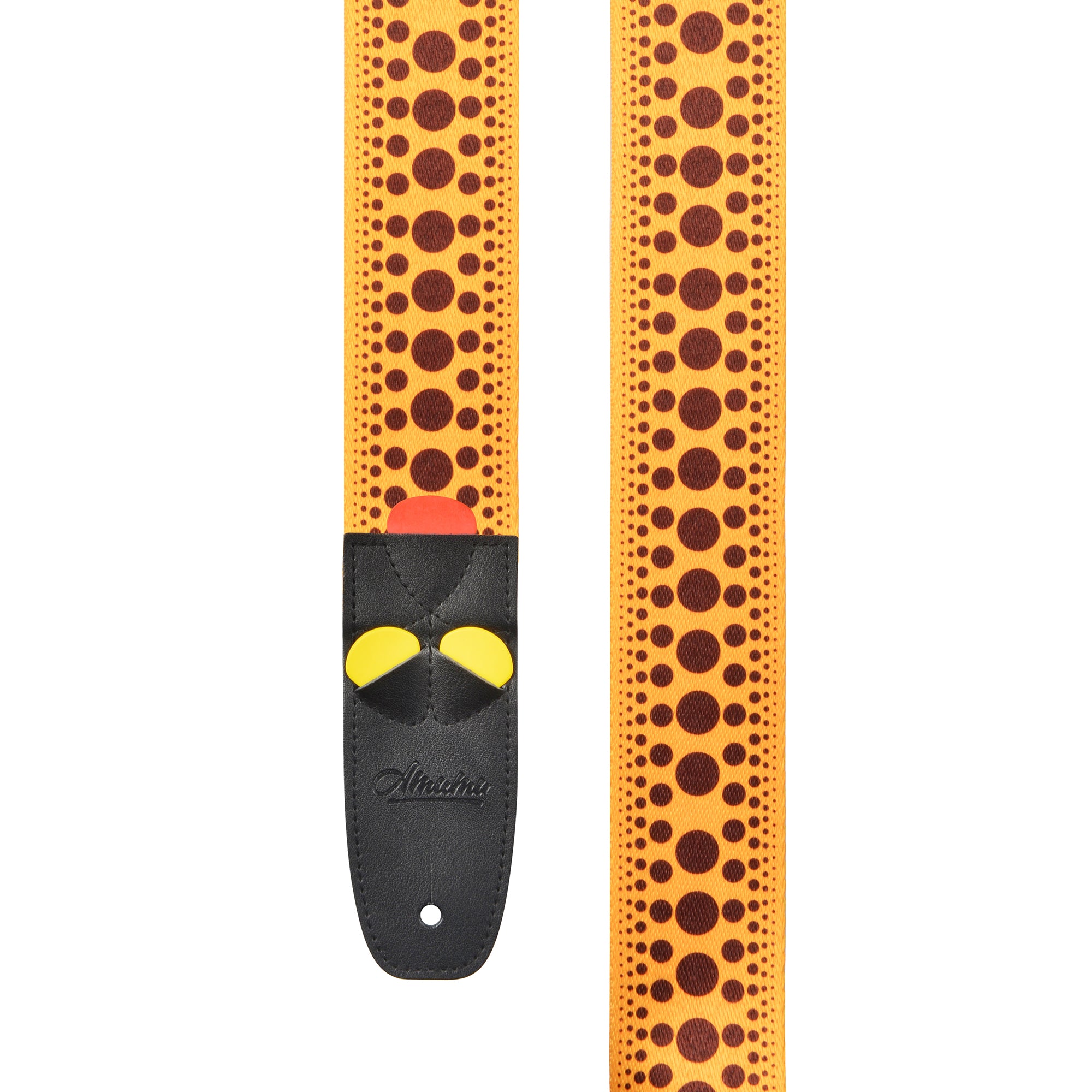 Amumu PC13PYL Polka Dots Guitar Strap Yellow Polyester Cotton