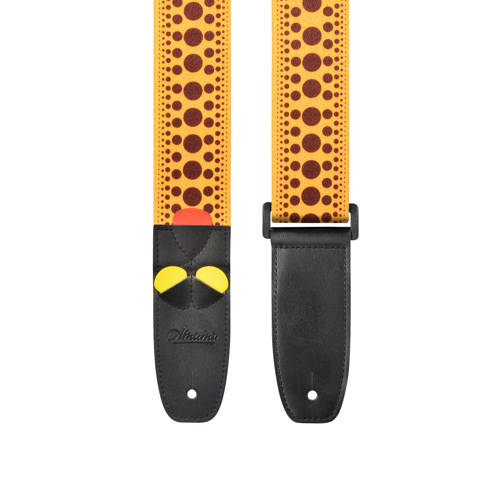 Amumu PC13PYL Polka Dots Guitar Strap Yellow Polyester Cotton