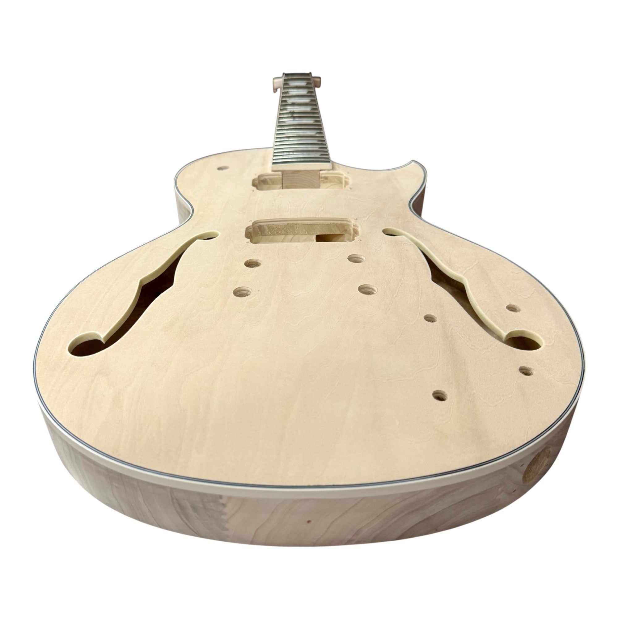 E239DIY Semi-Hollow Basswood Body Maple Set-Neck HLP H-H Electric Guitar DIY Kit - Complete No-Soldering w/ 3-Ply Ebony Trims & Chrome Hardware