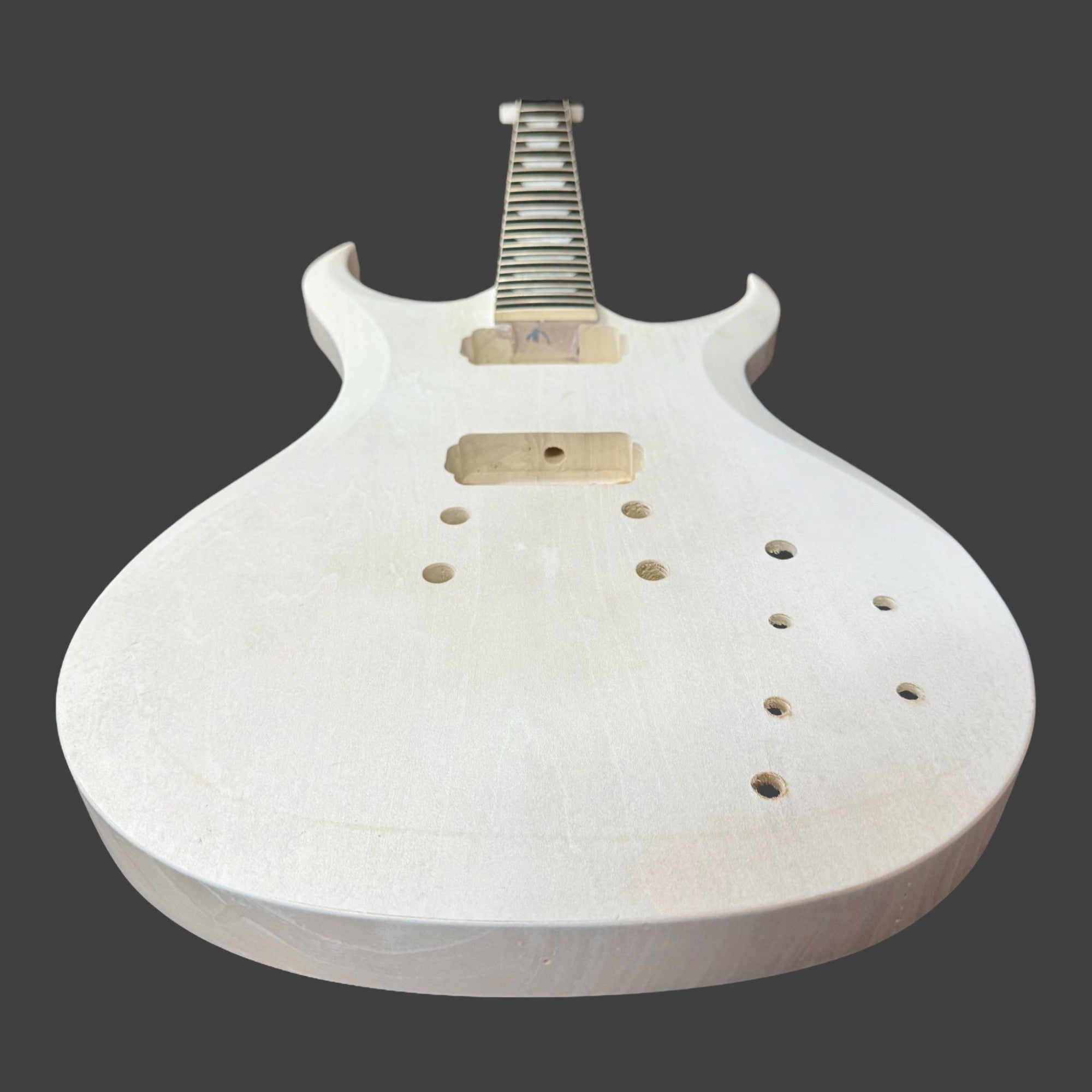 E575DIY White-Primed Poplar Body Set-Neck HGS H-H Electric Guitar DIY Kit - Complete No-Soldering w/ 3-Ply Ebony Trims & Chrome Hardware