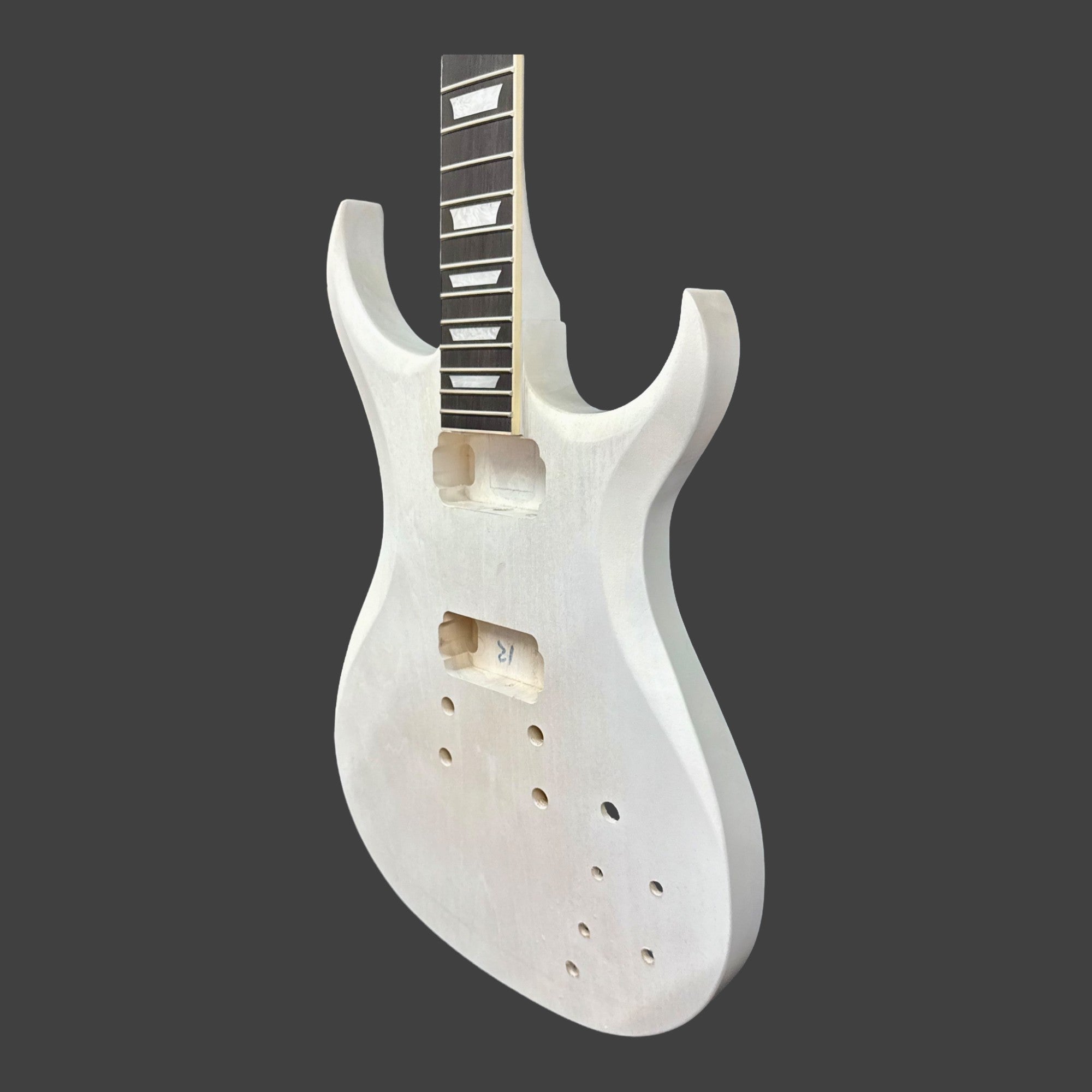 E575DIY White-Primed Poplar Body Set-Neck HGS H-H Electric Guitar DIY Kit - Complete No-Soldering w/ 3-Ply Ebony Trims & Chrome Hardware