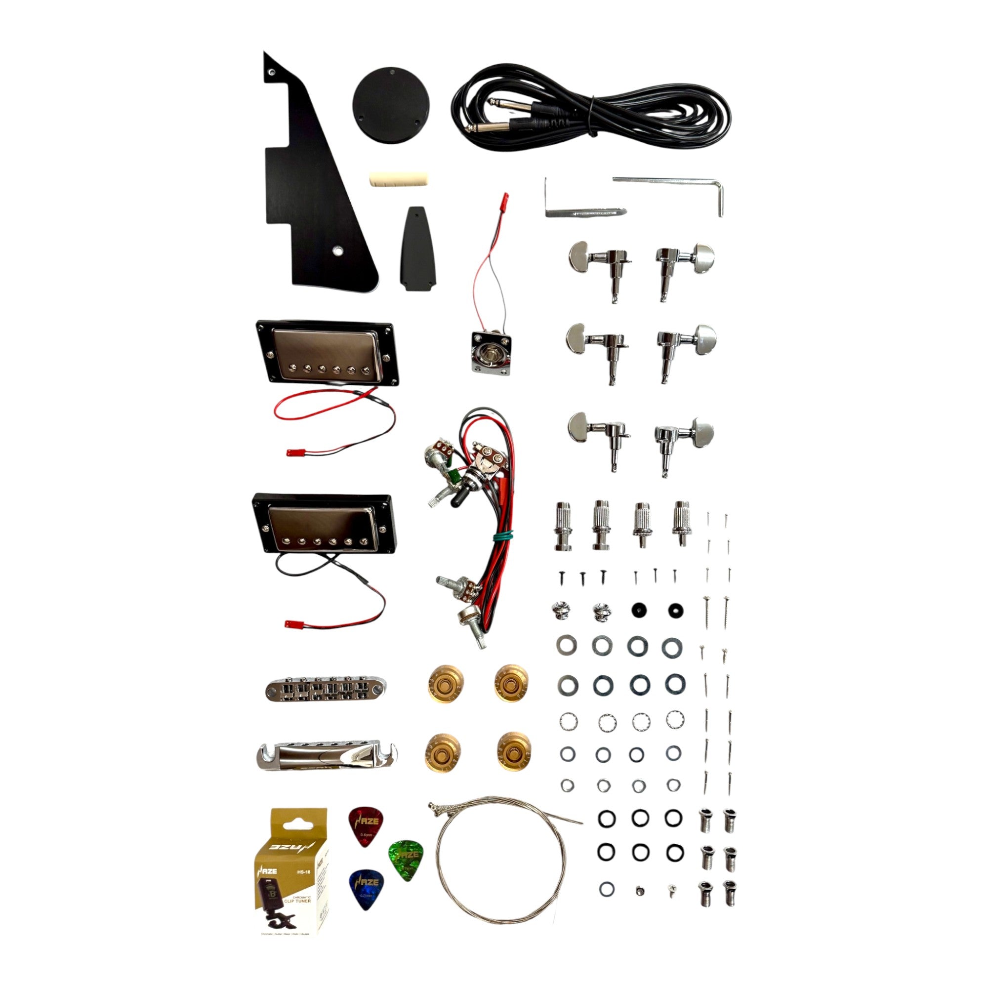 E239DIY Semi-Hollow Basswood Body Maple Set-Neck HLP H-H Electric Guitar DIY Kit - Complete No-Soldering w/ 3-Ply Ebony Trims & Chrome Hardware