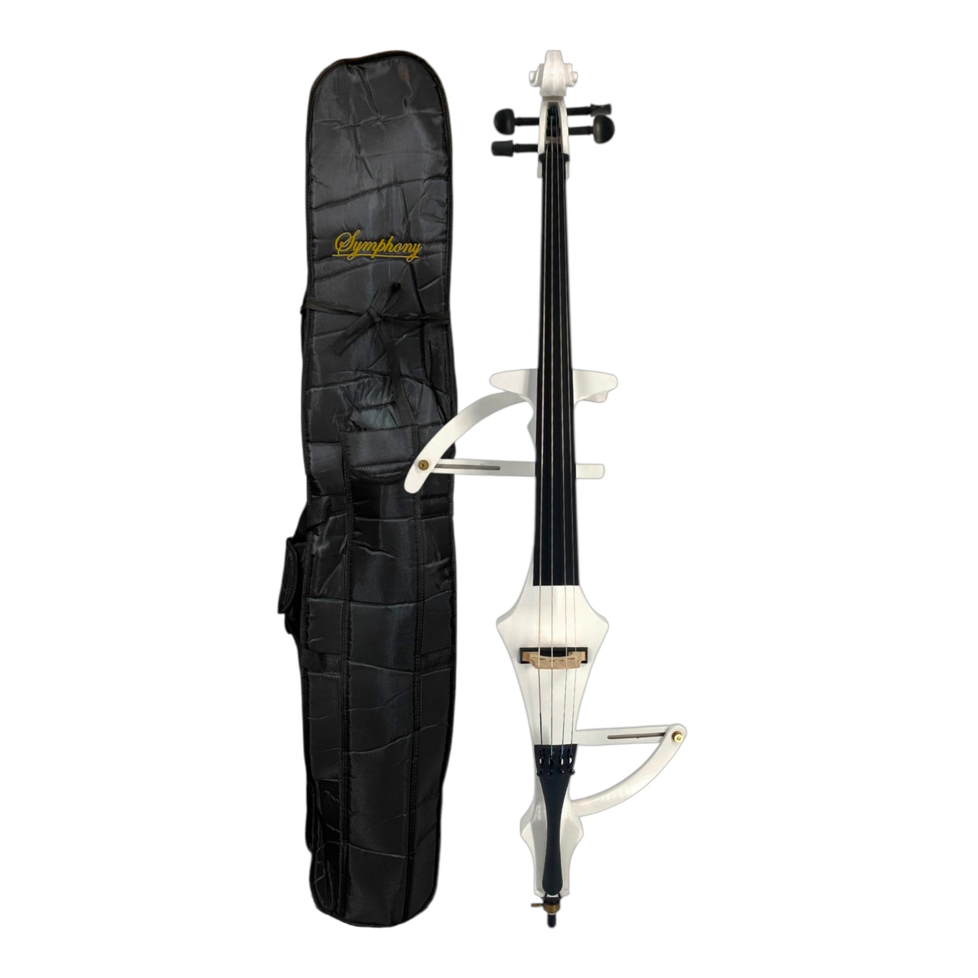 Symphony EC02WH Foldable Hand-Carved Solid Catalpa Electric Cello Outfit in Gloss White