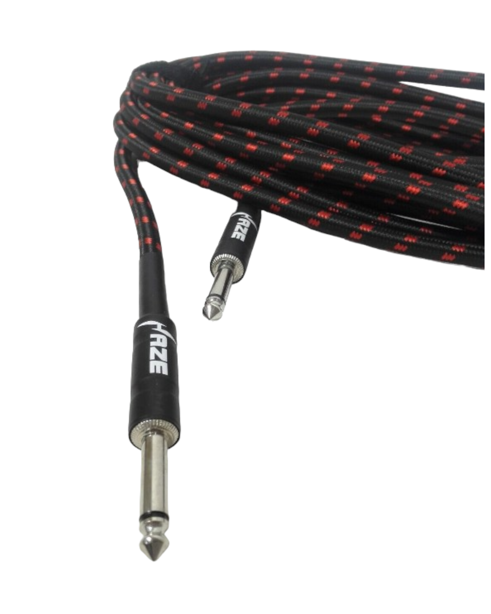 Haze Tour Grade Braided Tweed Guitar/Instrument Cable/Lead,3m,6m,10m,15m Bk+Rd SFJJ-001