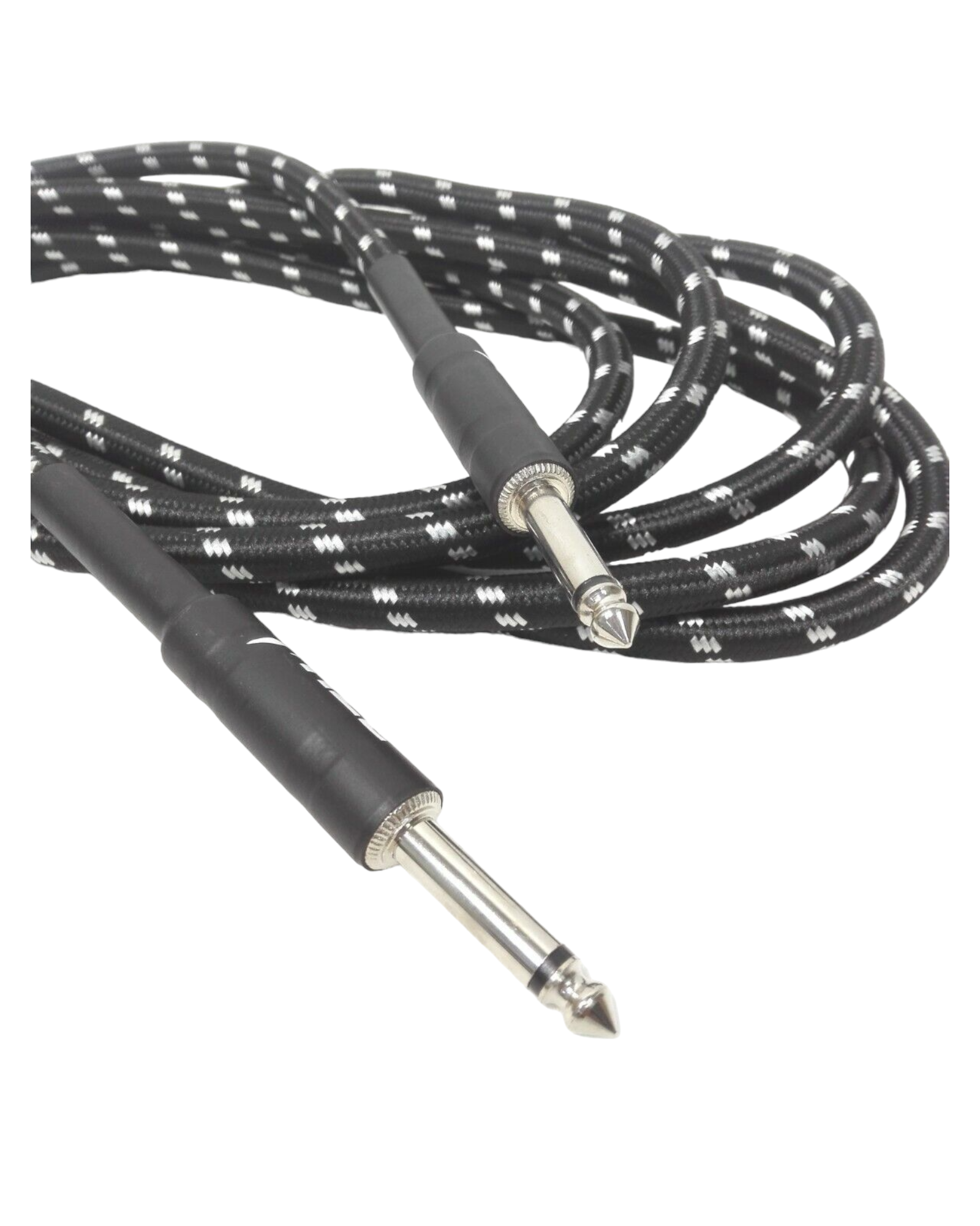 Haze Tour Grade Braided Tweed Guitar/Instrument Cable/Lead,3m,6m,10m,15m Black+Silver SFJJ-001