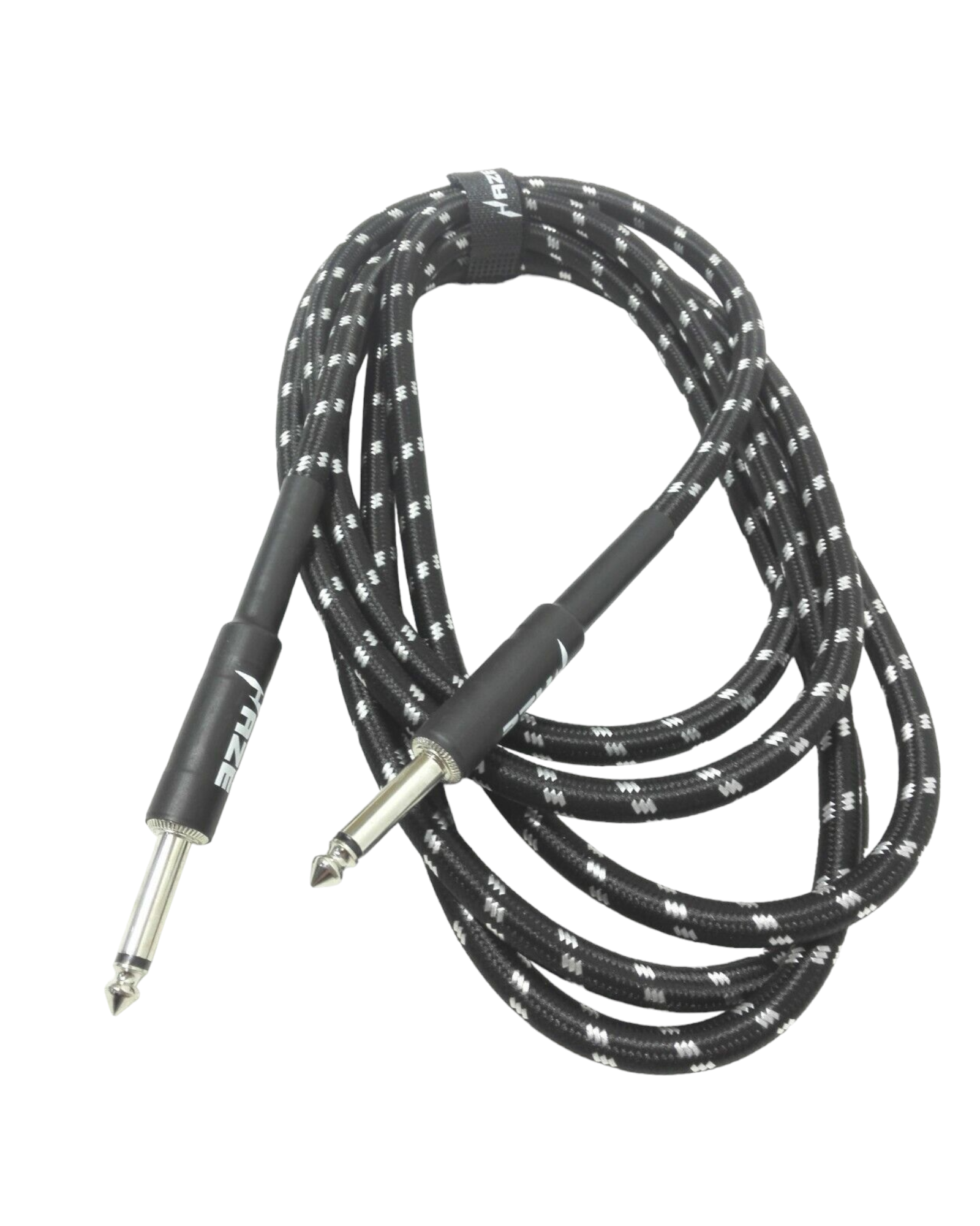 Haze Tour Grade Braided Tweed Guitar/Instrument Cable/Lead,3m,6m,10m,15m Black+Silver SFJJ-001