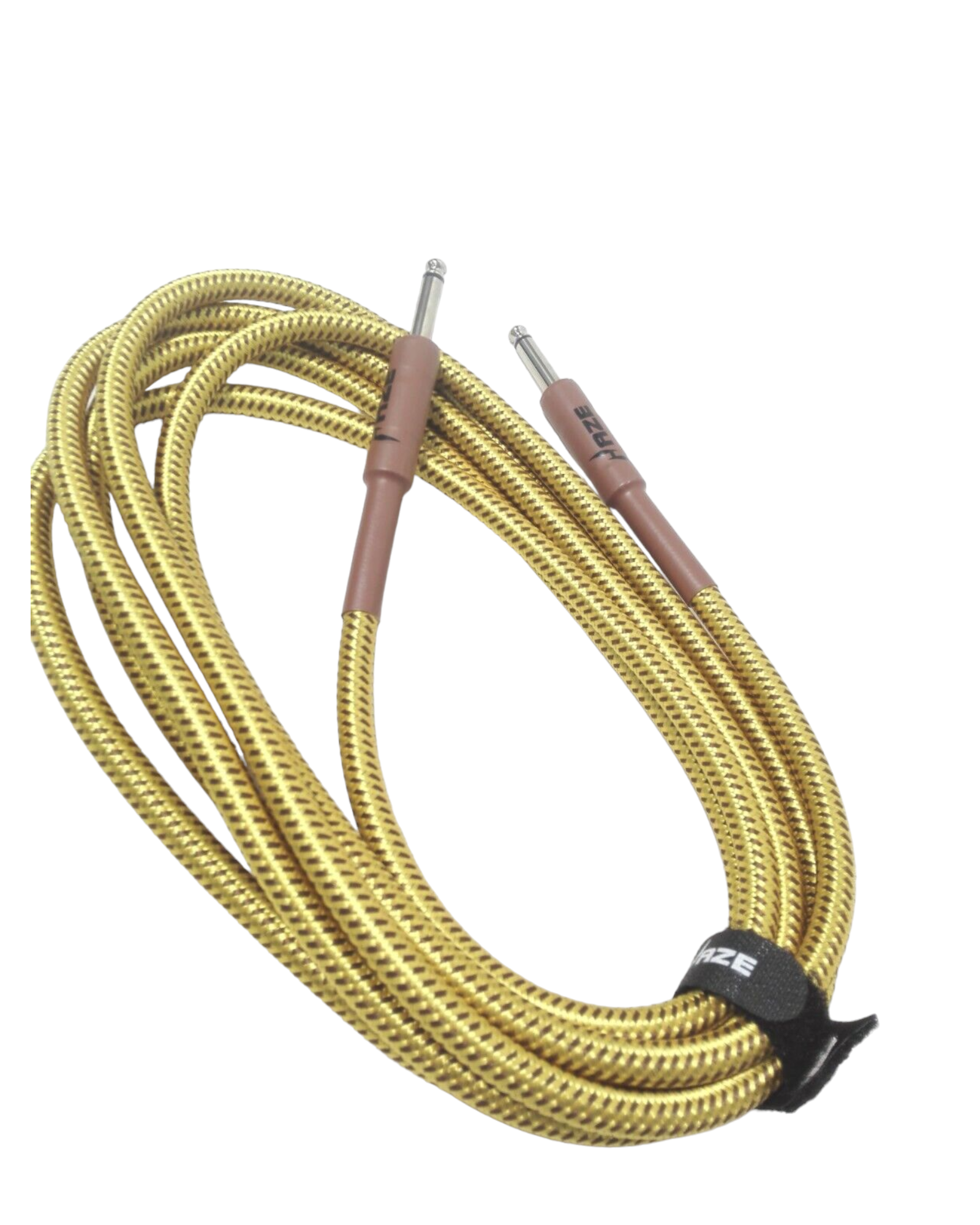 Haze Tour Grade Braided Tweed Guitar/Instrument Cable/Lead,3m,6m,10m,15m Yellow+Brown SFJJ-001